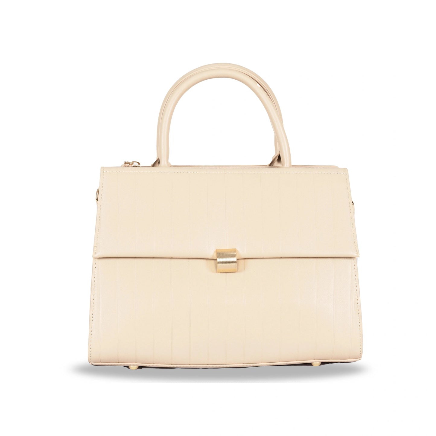 Dual-Use Faux Leather Bag β Vertical Stitch Design & Gold Hardware