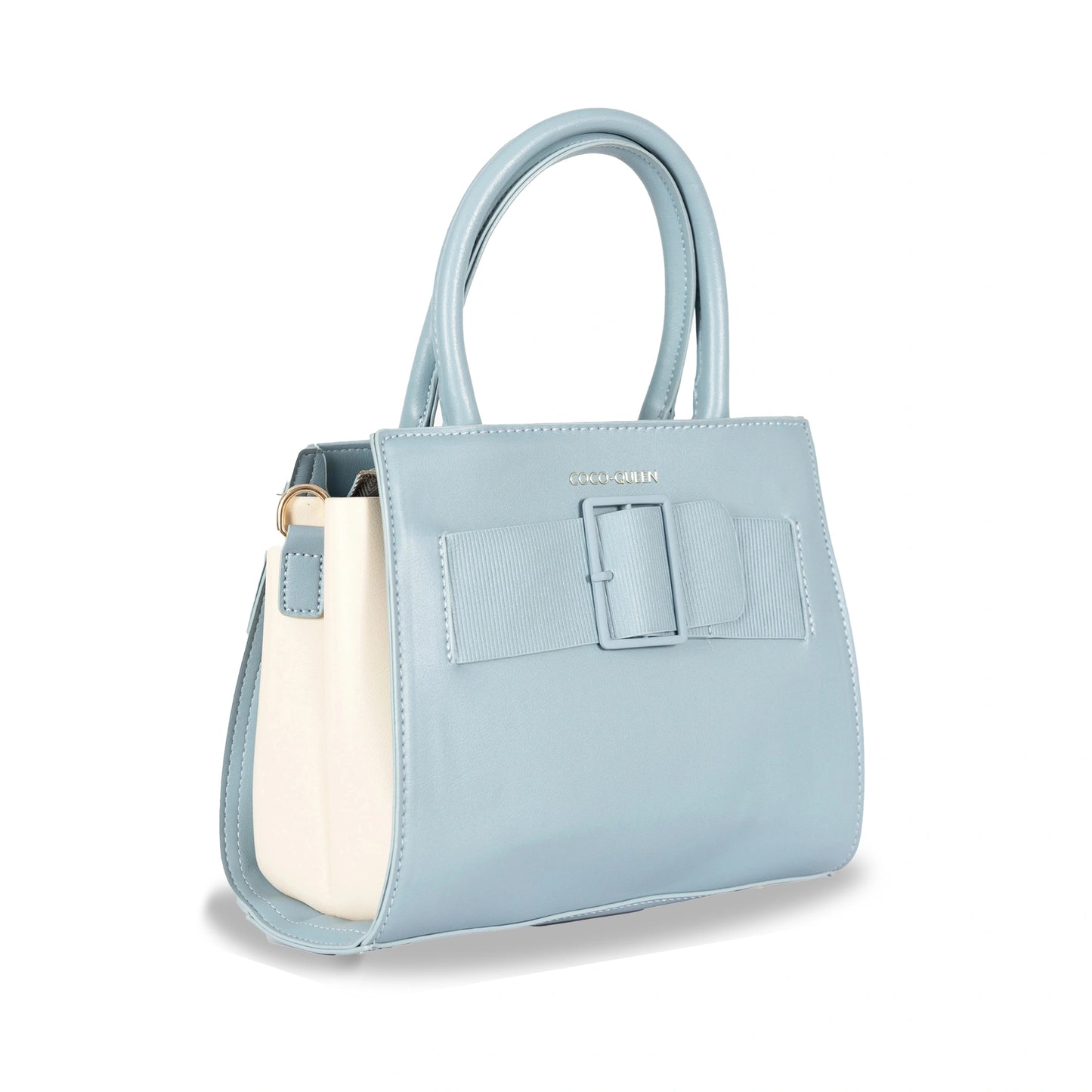 Elegant Foam-Finish Faux Leather Hand & Sling Bag with Scarf Accent & Gold Detailing