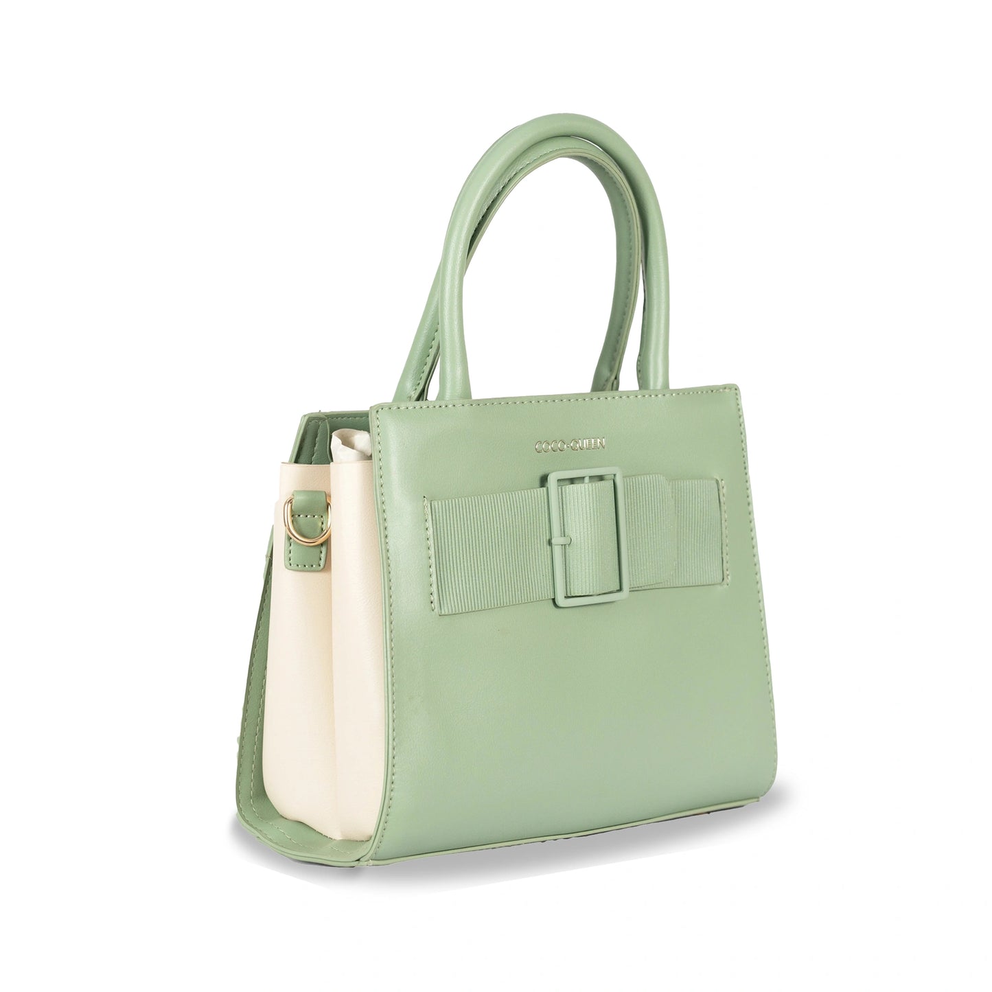 Elegant Foam-Finish Faux Leather Hand & Sling Bag with Scarf Accent & Gold Detailing