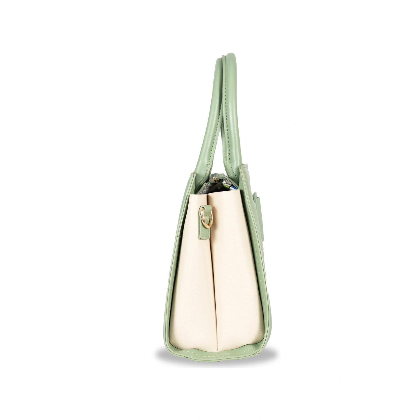 Elegant Foam-Finish Faux Leather Hand & Sling Bag with Scarf Accent & Gold Detailing