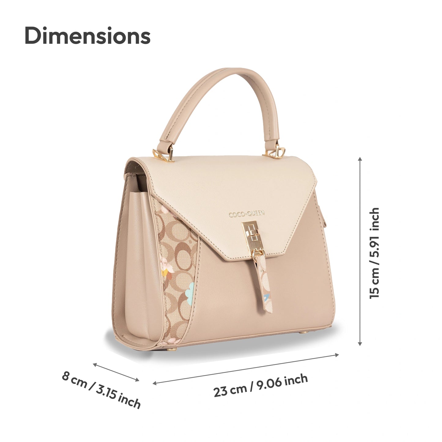 Coco Queen Classy Dual-Use Faux Leather Hand & Sling Bag β Printed Pattern, Tassel & Gold Accents