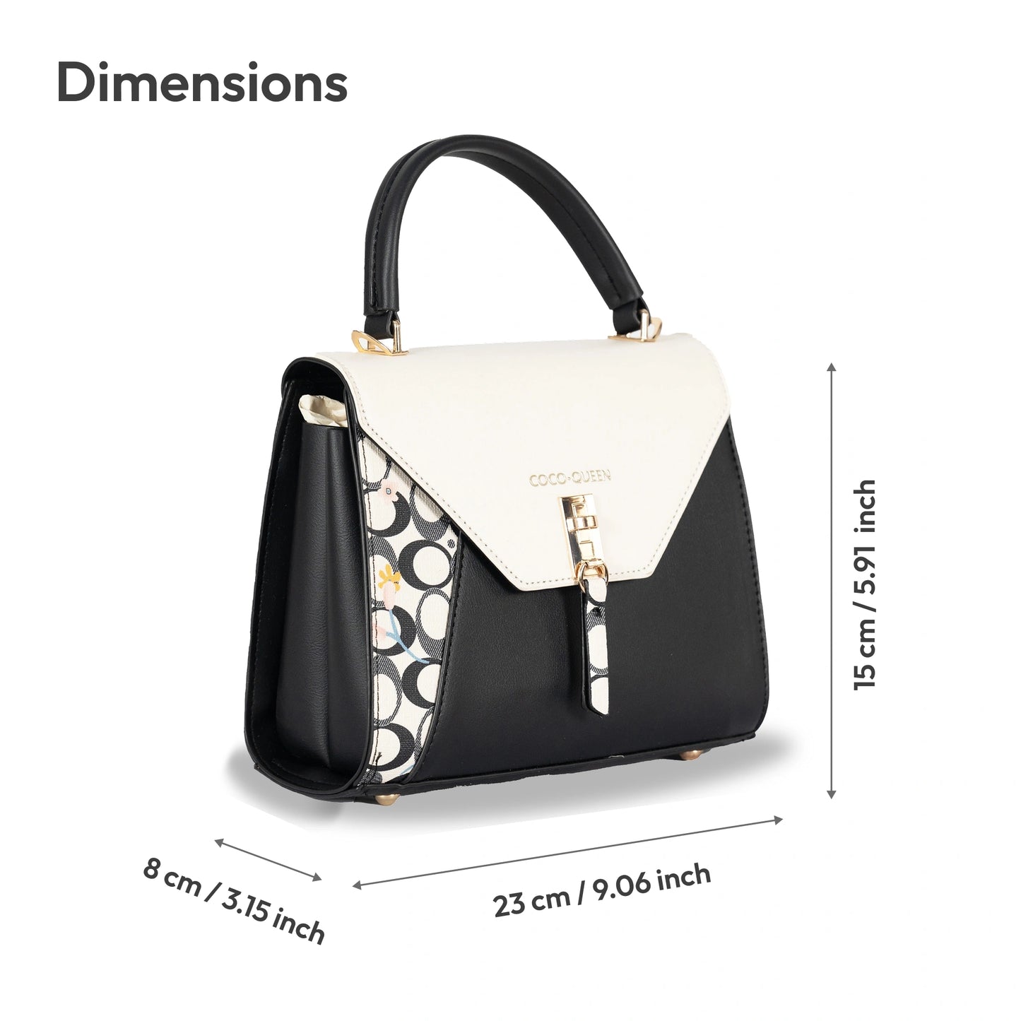 Coco Queen Classy Dual-Use Faux Leather Hand & Sling Bag β Printed Pattern, Tassel & Gold Accents