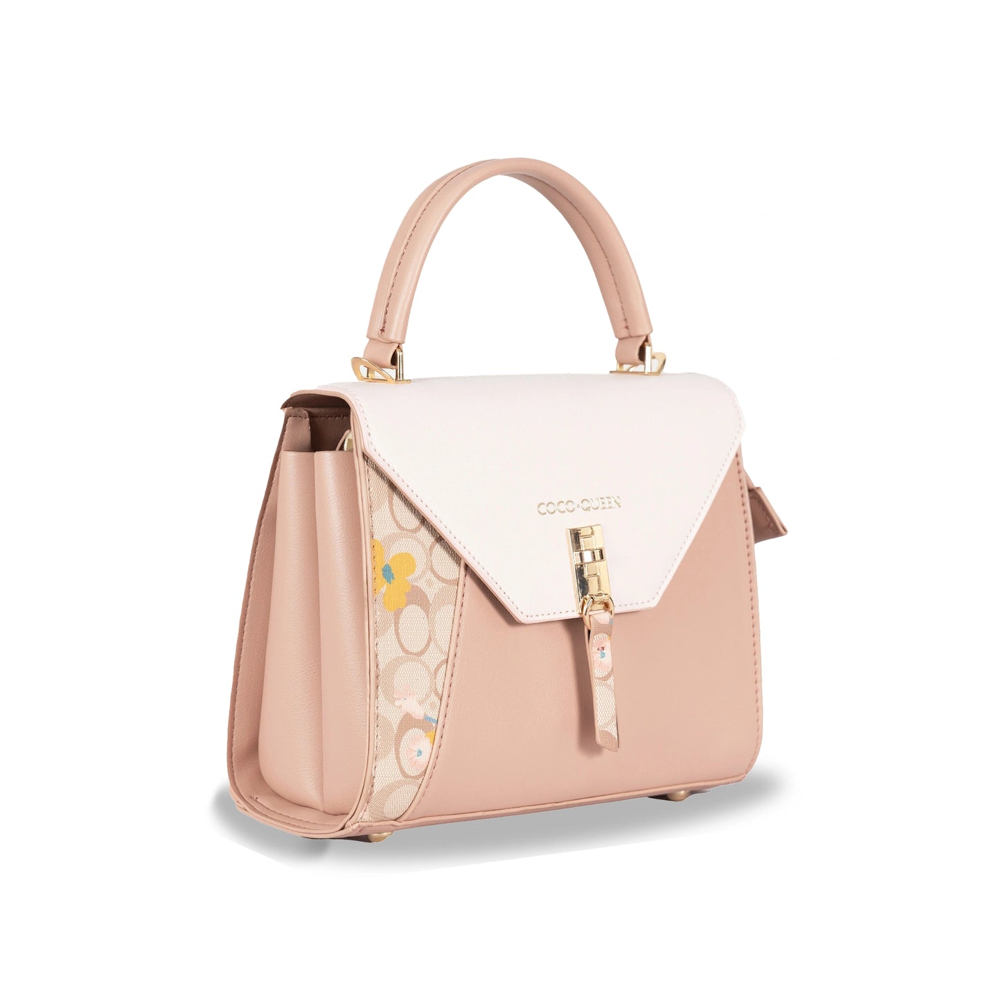 Coco Queen Classy Dual-Use Faux Leather Hand & Sling Bag β Printed Pattern, Tassel & Gold Accents