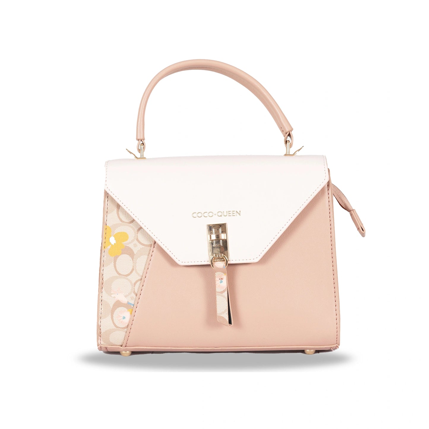 Coco Queen Classy Dual-Use Faux Leather Hand & Sling Bag β Printed Pattern, Tassel & Gold Accents