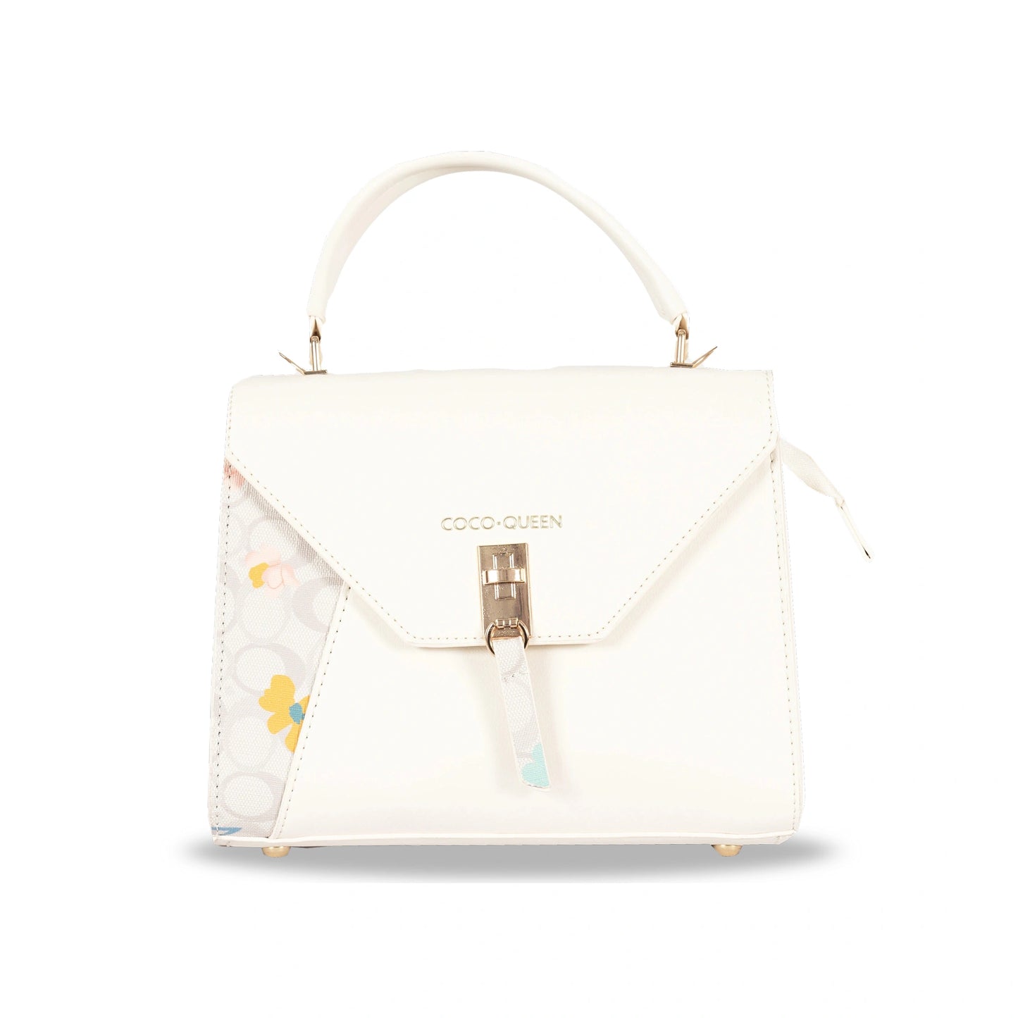 Coco Queen Classy Dual-Use Faux Leather Hand & Sling Bag β Printed Pattern, Tassel & Gold Accents