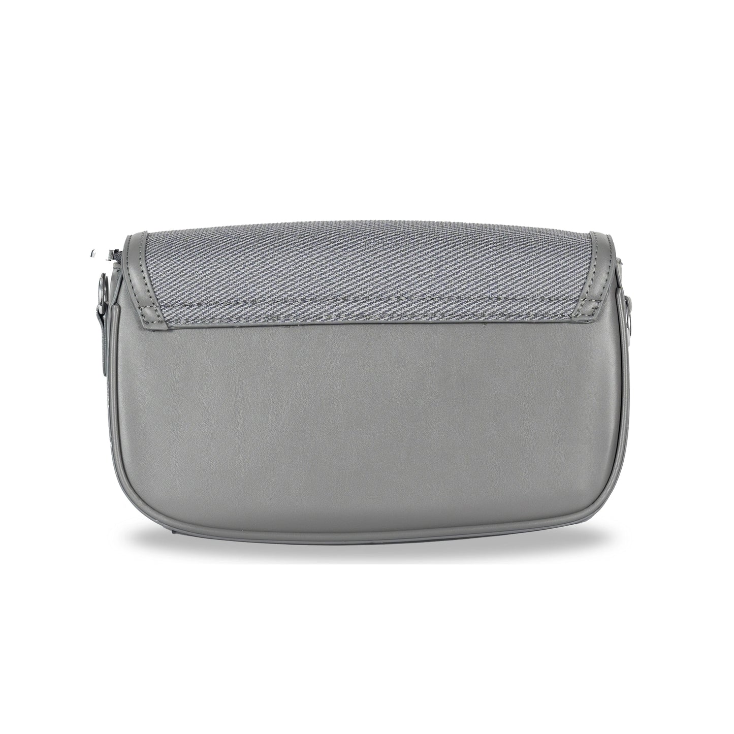 Fashion Convertible Sling & Handbag β Sleek Faux Leather with Fabric Texture & Silver Hardware