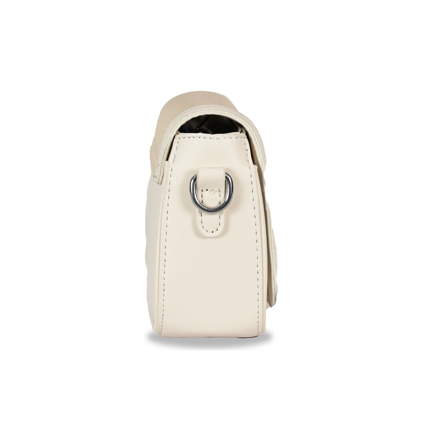 Fashion Convertible Sling & Handbag β Sleek Faux Leather with Fabric Texture & Silver Hardware