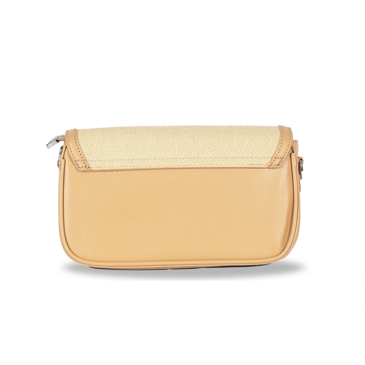Fashion Convertible Sling & Handbag β Sleek Faux Leather with Fabric Texture & Silver Hardware