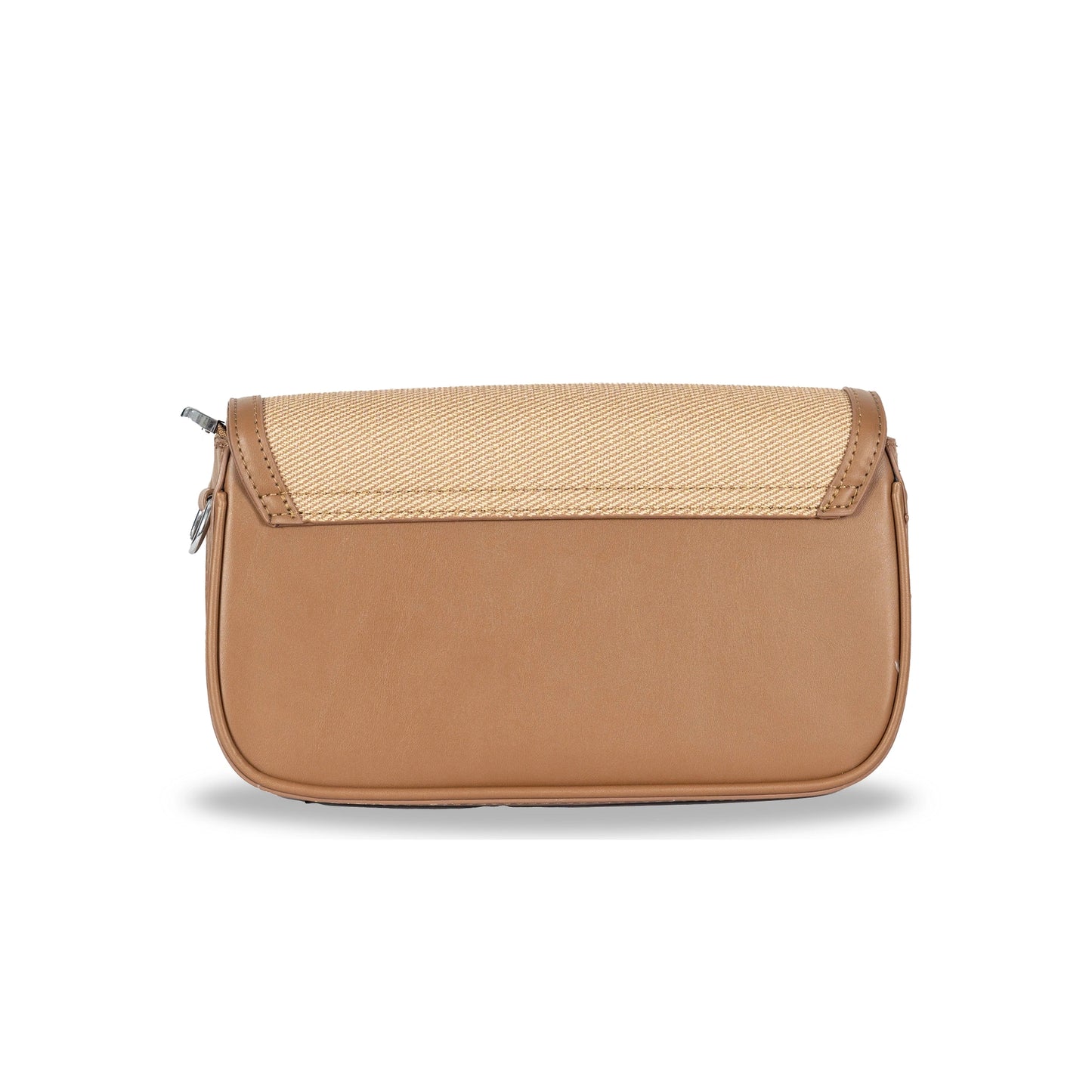 Fashion Convertible Sling & Handbag β Sleek Faux Leather with Fabric Texture & Silver Hardware
