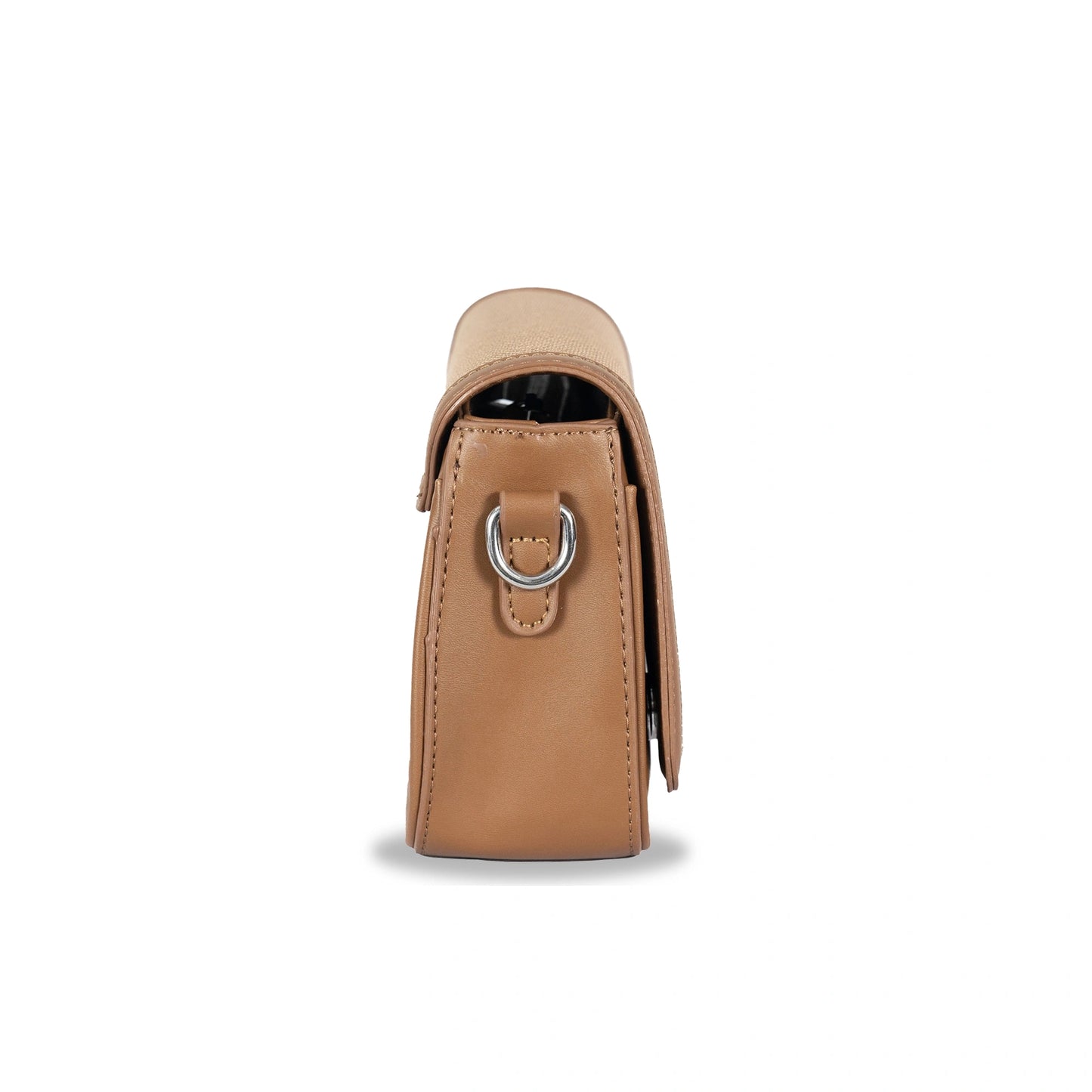 Fashion Convertible Sling & Handbag β Sleek Faux Leather with Fabric Texture & Silver Hardware