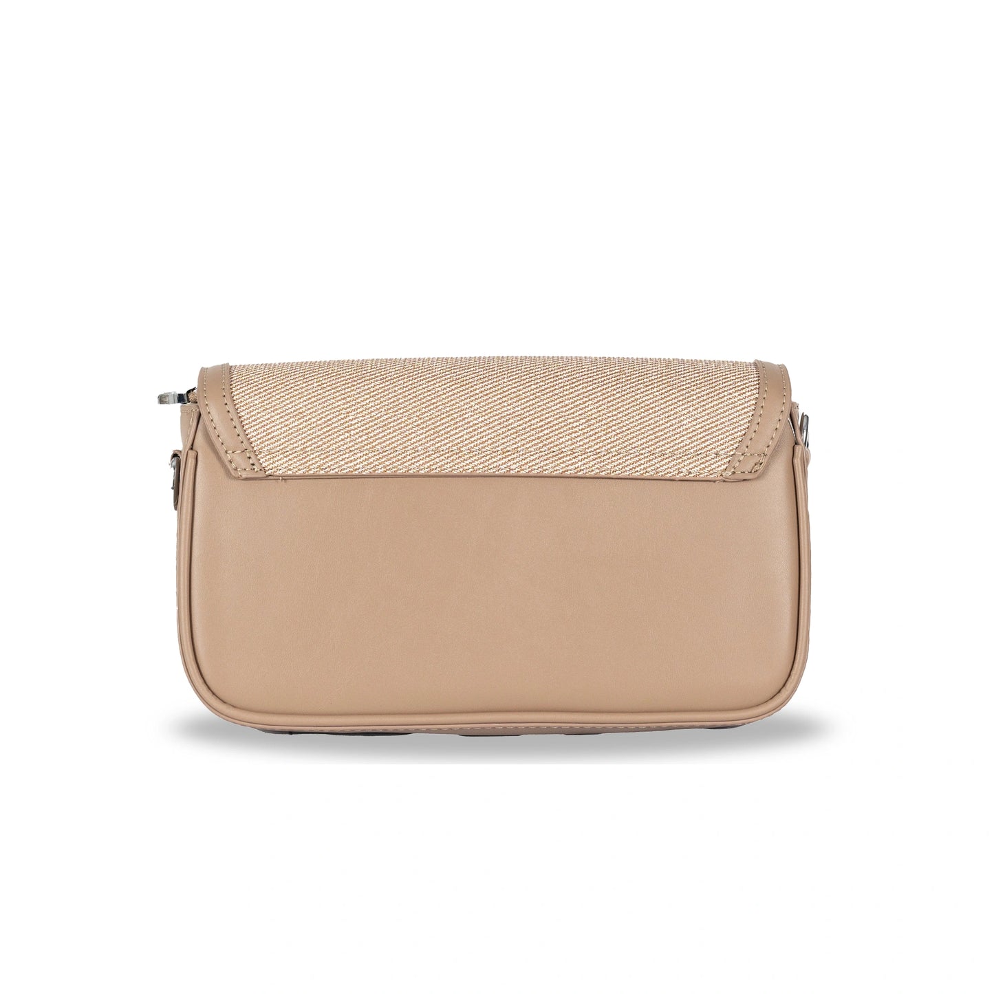 Fashion Convertible Sling & Handbag β Sleek Faux Leather with Fabric Texture & Silver Hardware