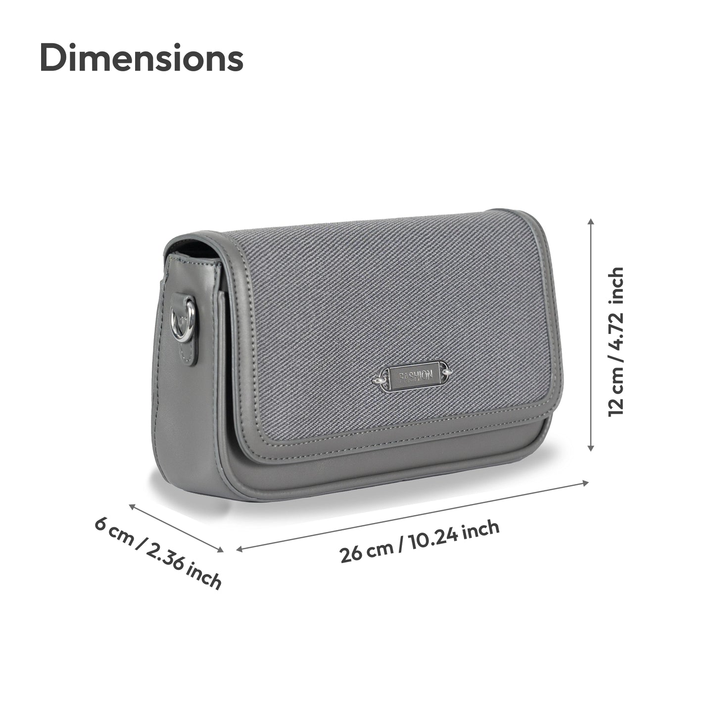 Fashion Convertible Sling & Handbag β Sleek Faux Leather with Fabric Texture & Silver Hardware