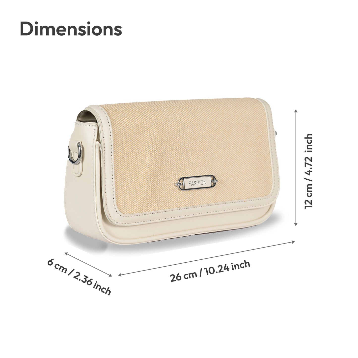 Fashion Convertible Sling & Handbag β Sleek Faux Leather with Fabric Texture & Silver Hardware