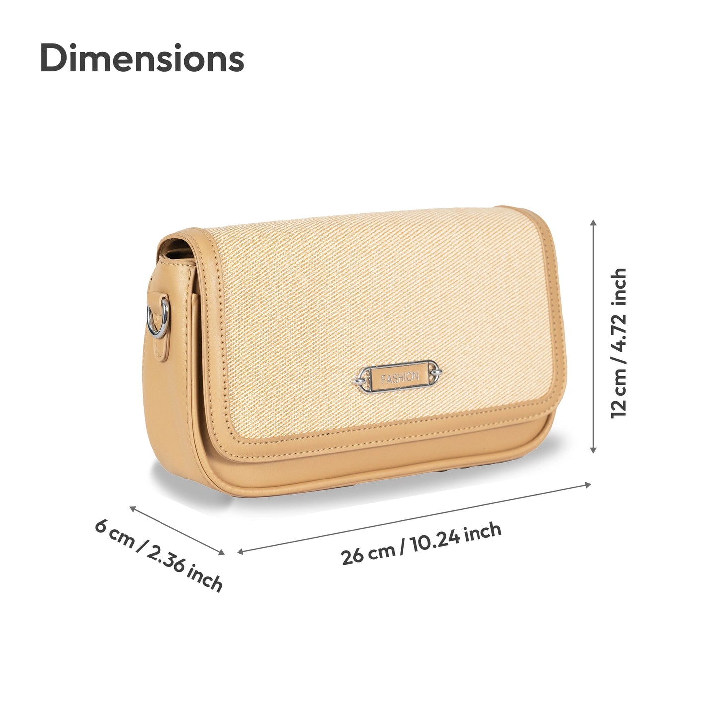 Fashion Convertible Sling & Handbag β Sleek Faux Leather with Fabric Texture & Silver Hardware