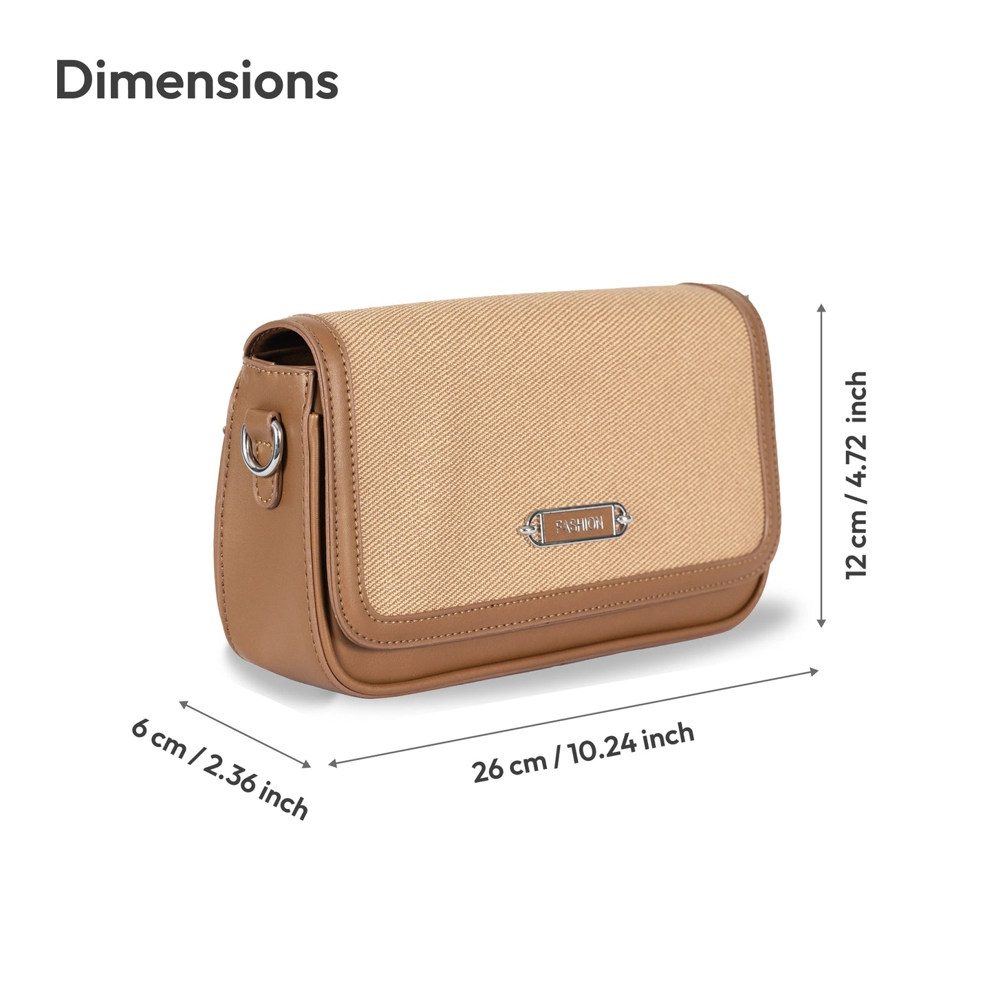 Fashion Convertible Sling & Handbag β Sleek Faux Leather with Fabric Texture & Silver Hardware