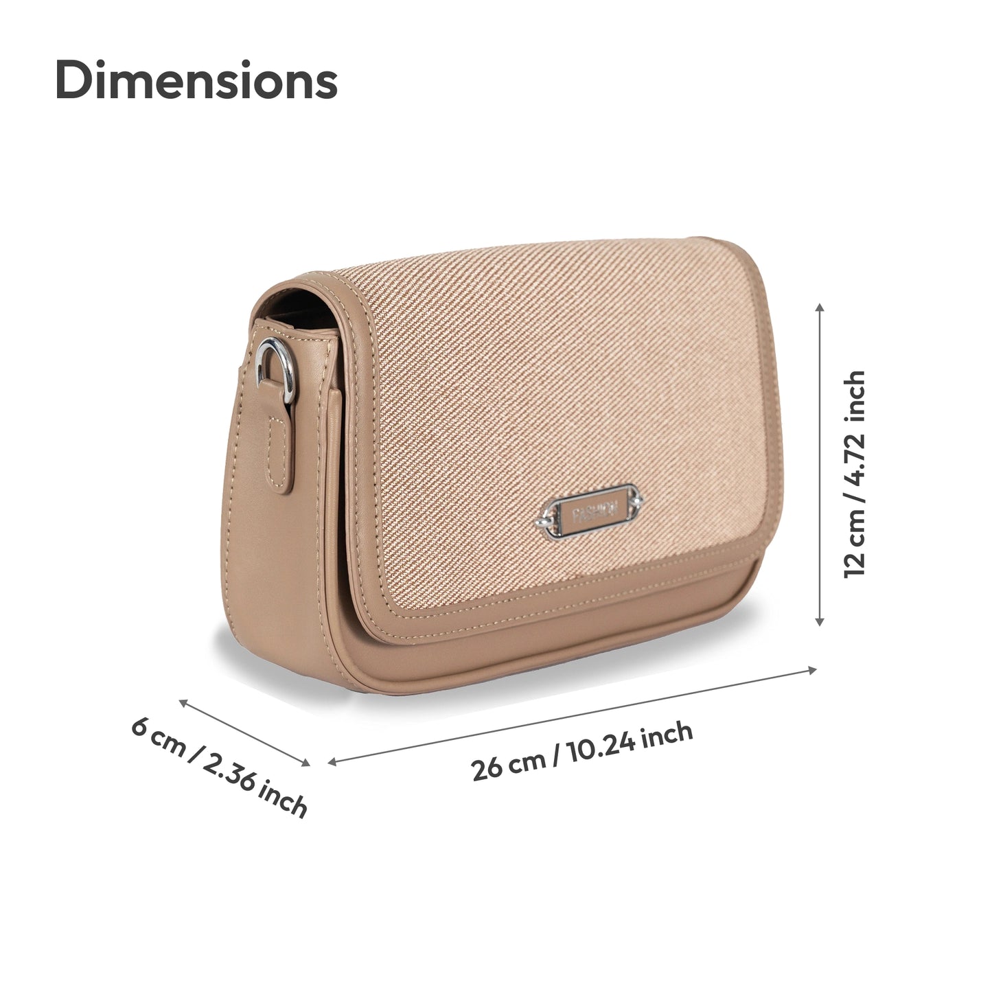 Fashion Convertible Sling & Handbag β Sleek Faux Leather with Fabric Texture & Silver Hardware