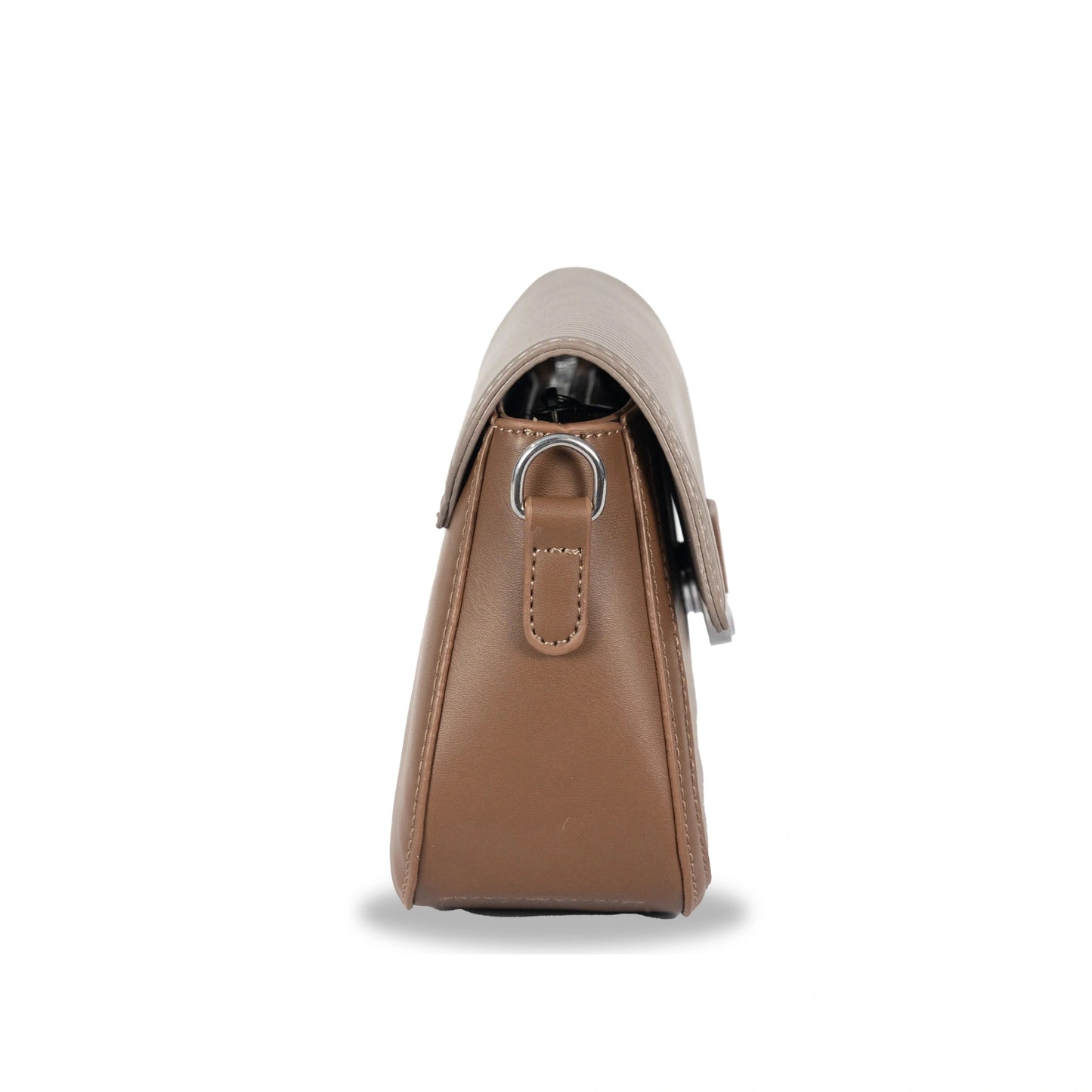 MIN Sleek Faux Leather Sling & Hand Bag β Lined Texture, Silver Accents, Magnetic Closure