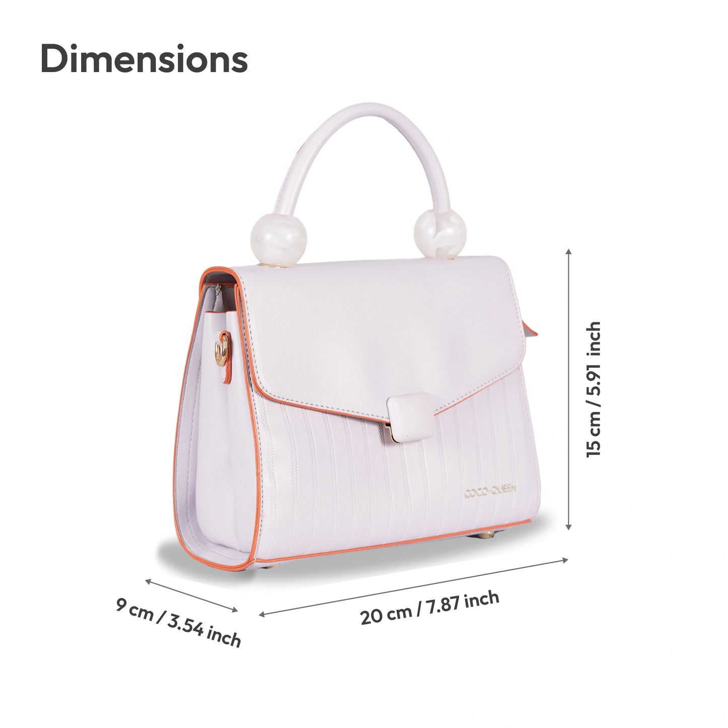 Coco-Queen Dual-Style Faux Leather Bag β Handbag & Sling with Beaded Handle & Line Texture
