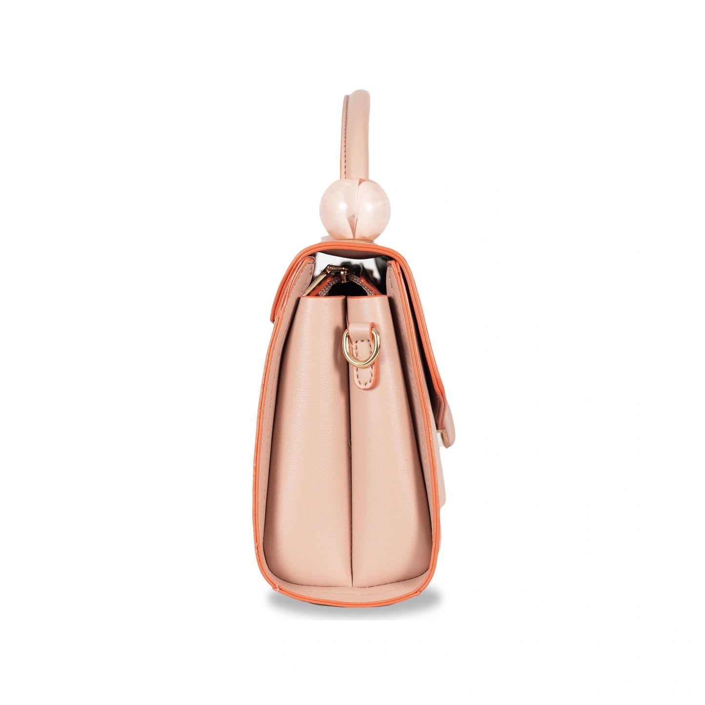 Coco-Queen Dual-Style Faux Leather Bag β Handbag & Sling with Beaded Handle & Line Texture