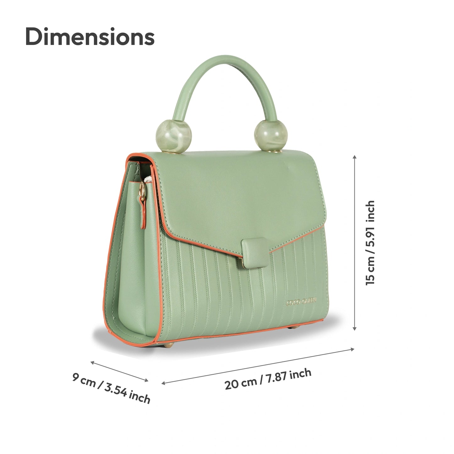 Coco-Queen Dual-Style Faux Leather Bag β Handbag & Sling with Beaded Handle & Line Texture