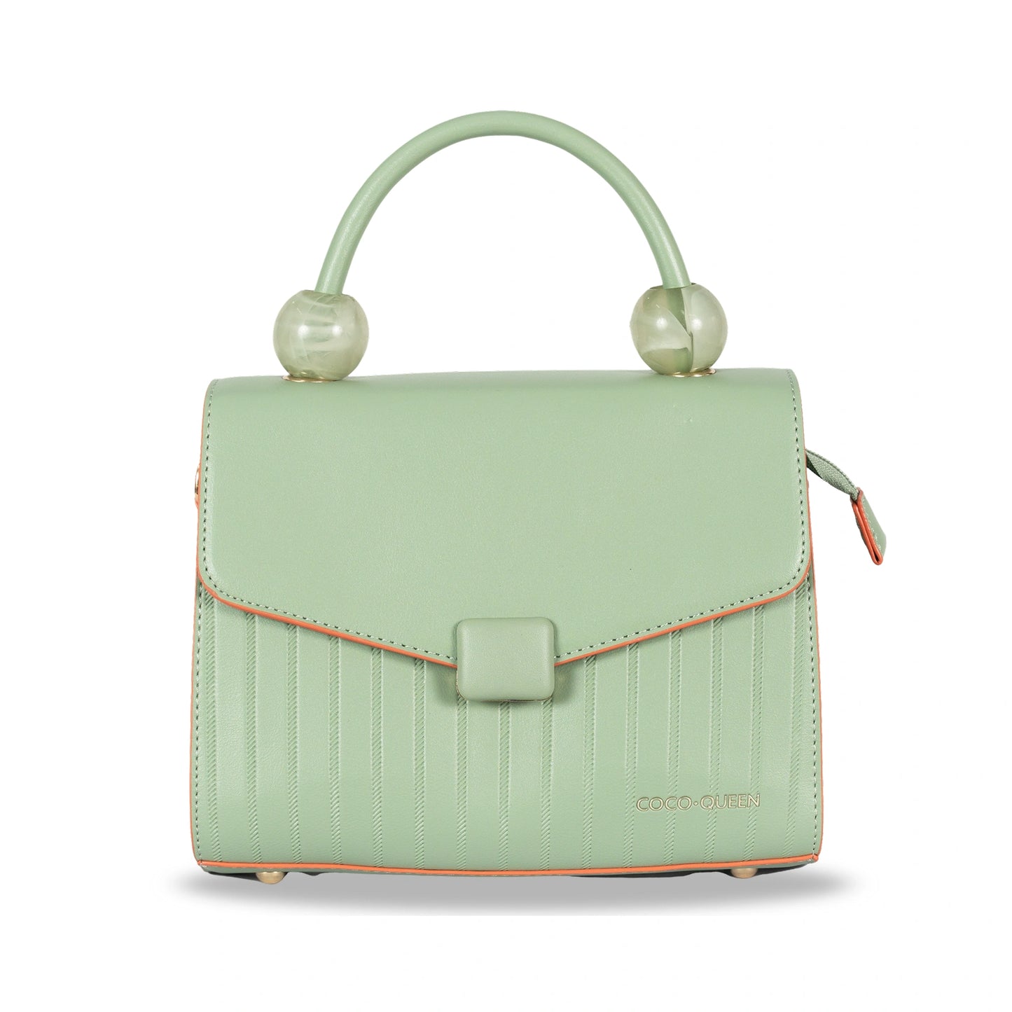 Coco-Queen Dual-Style Faux Leather Bag β Handbag & Sling with Beaded Handle & Line Texture