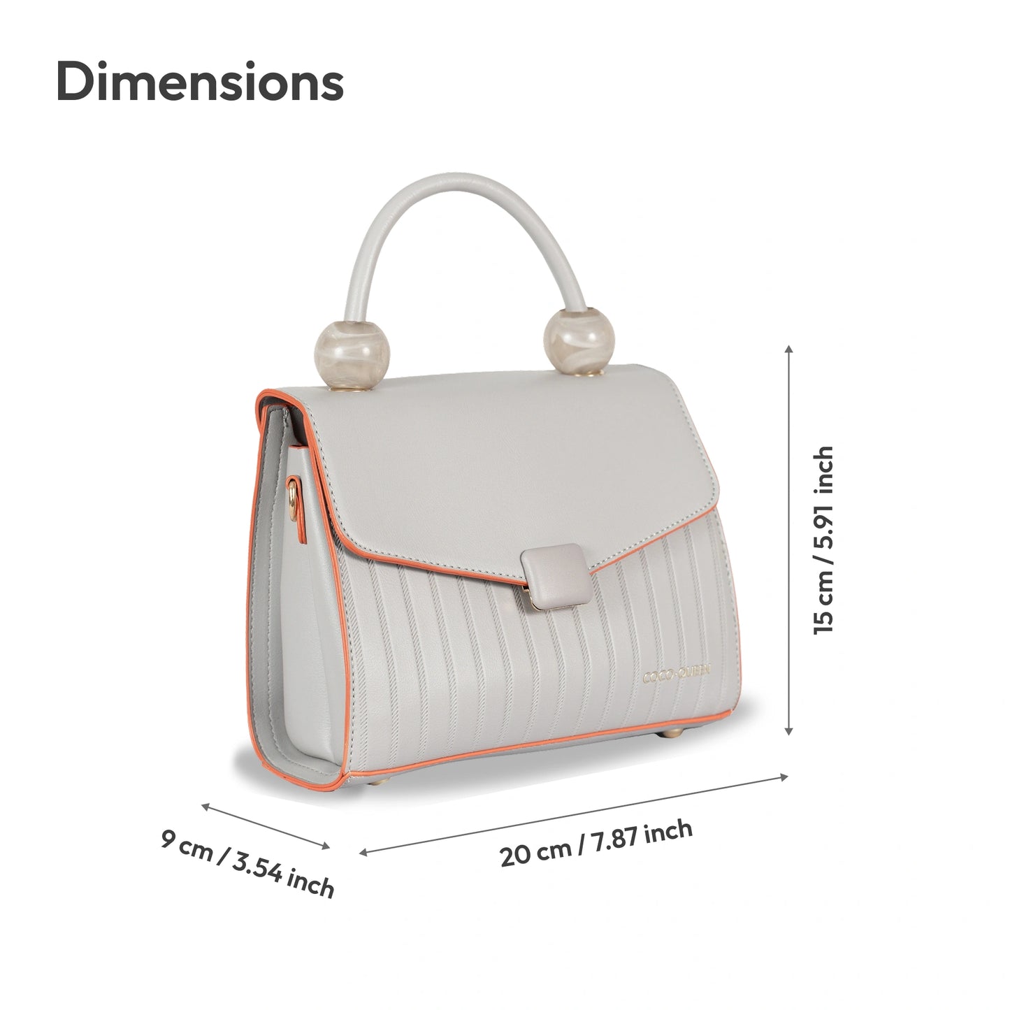 Coco-Queen Dual-Style Faux Leather Bag β Handbag & Sling with Beaded Handle & Line Texture