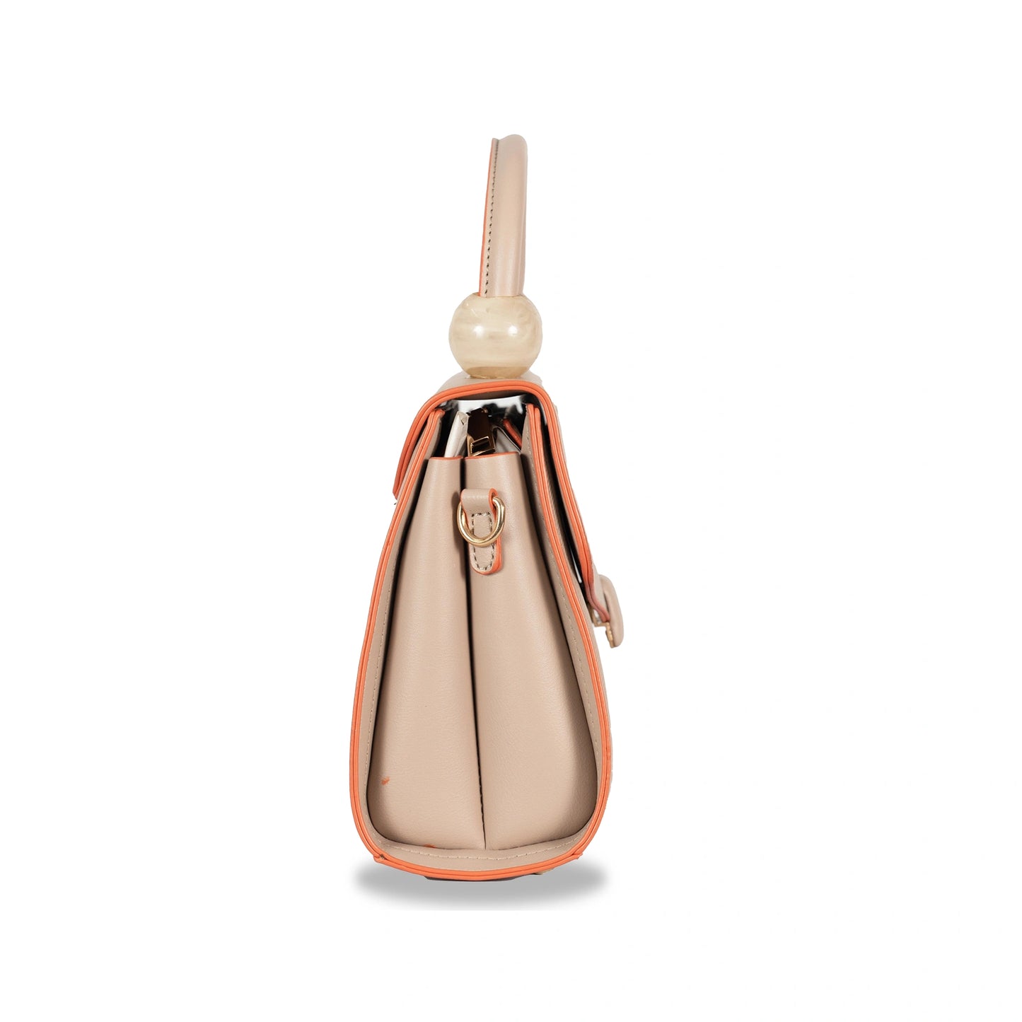 Coco-Queen Dual-Style Faux Leather Bag β Handbag & Sling with Beaded Handle & Line Texture