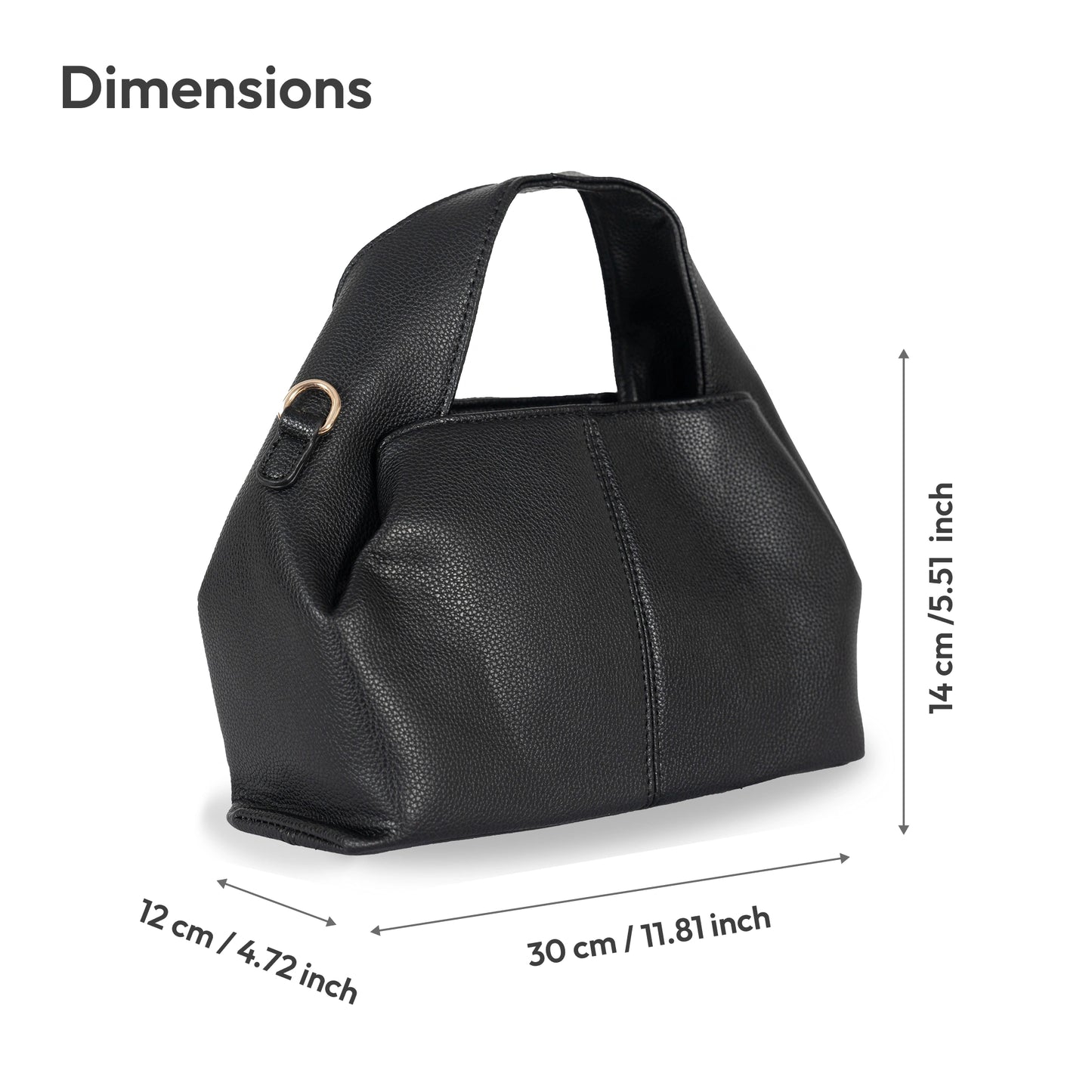 Unique Silhouette Faux Leather 2-in-1 Bag β Gold Accent Sling & Hand Carry