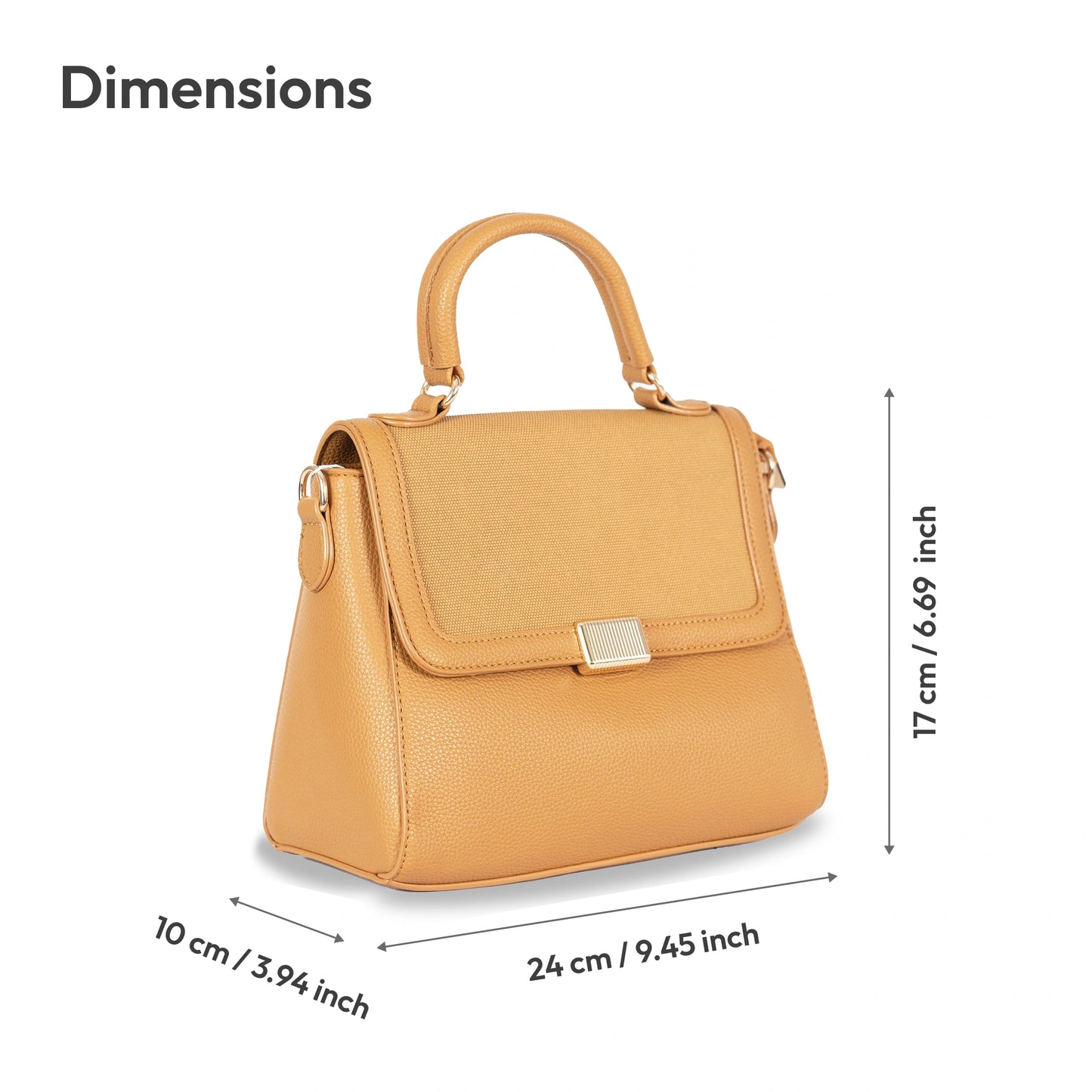 Faux Leather Convertible Handbag & Sling β Chic Design with Magnetic Closure & Gold Accents