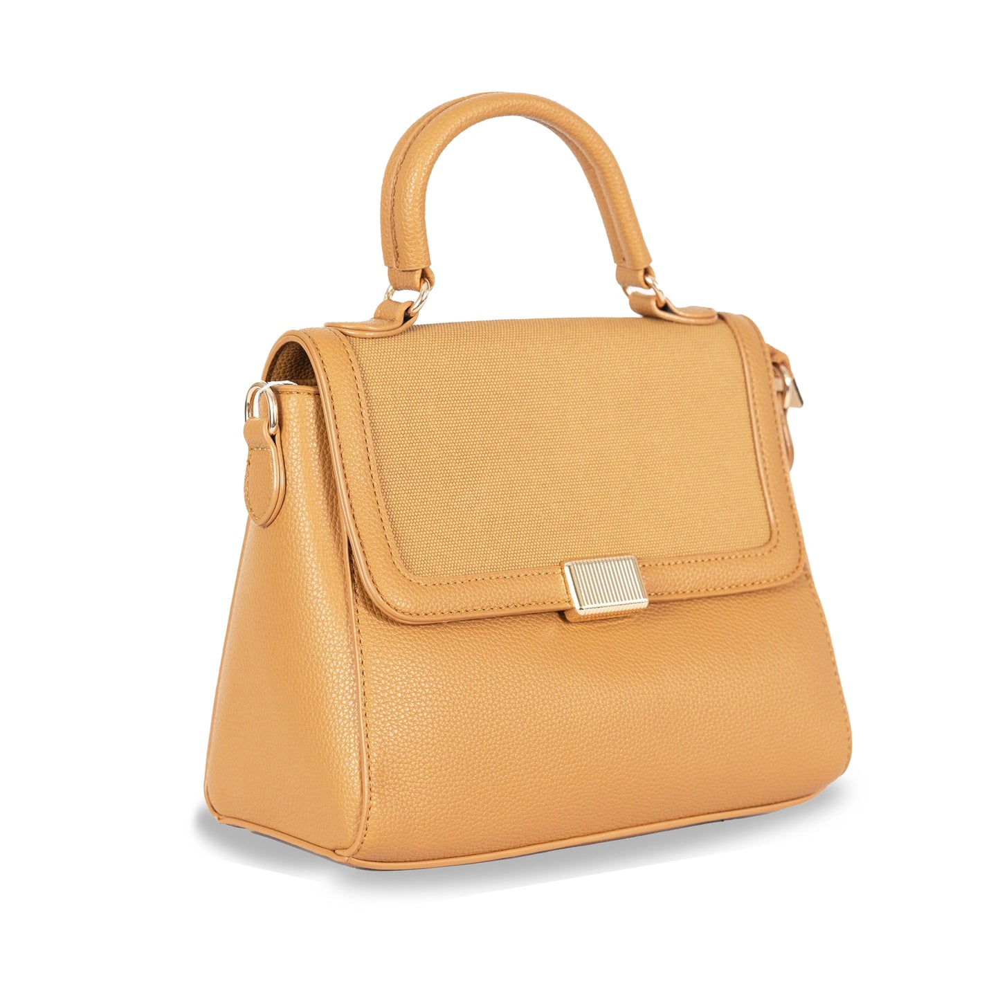 Faux Leather Convertible Handbag & Sling β Chic Design with Magnetic Closure & Gold Accents
