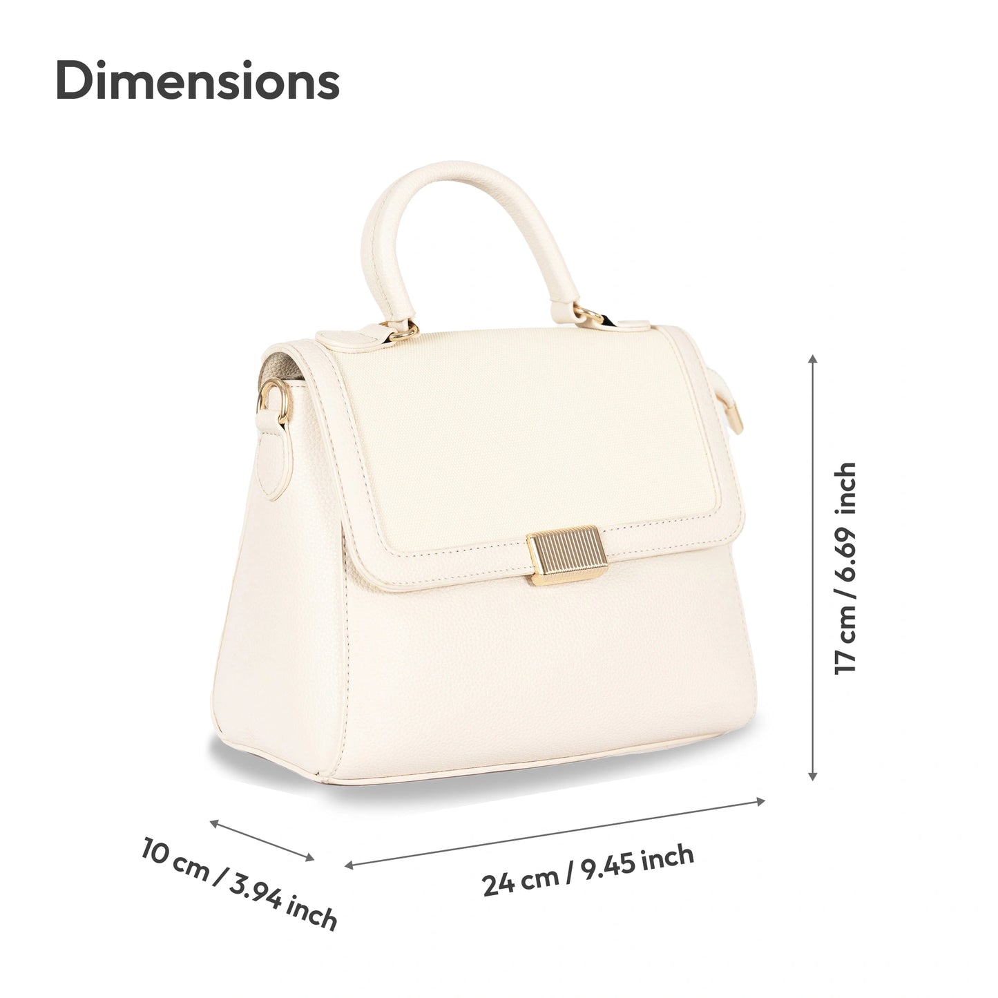 Faux Leather Convertible Handbag & Sling β Chic Design with Magnetic Closure & Gold Accents