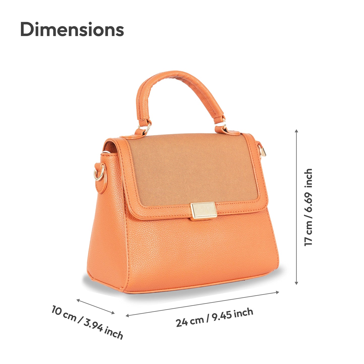 Faux Leather Convertible Handbag & Sling β Chic Design with Magnetic Closure & Gold Accents