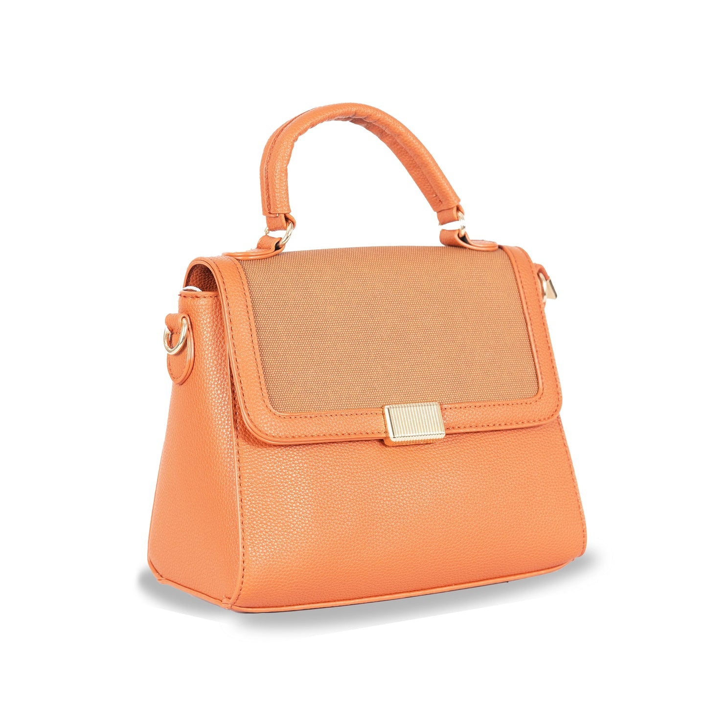 Faux Leather Convertible Handbag & Sling β Chic Design with Magnetic Closure & Gold Accents