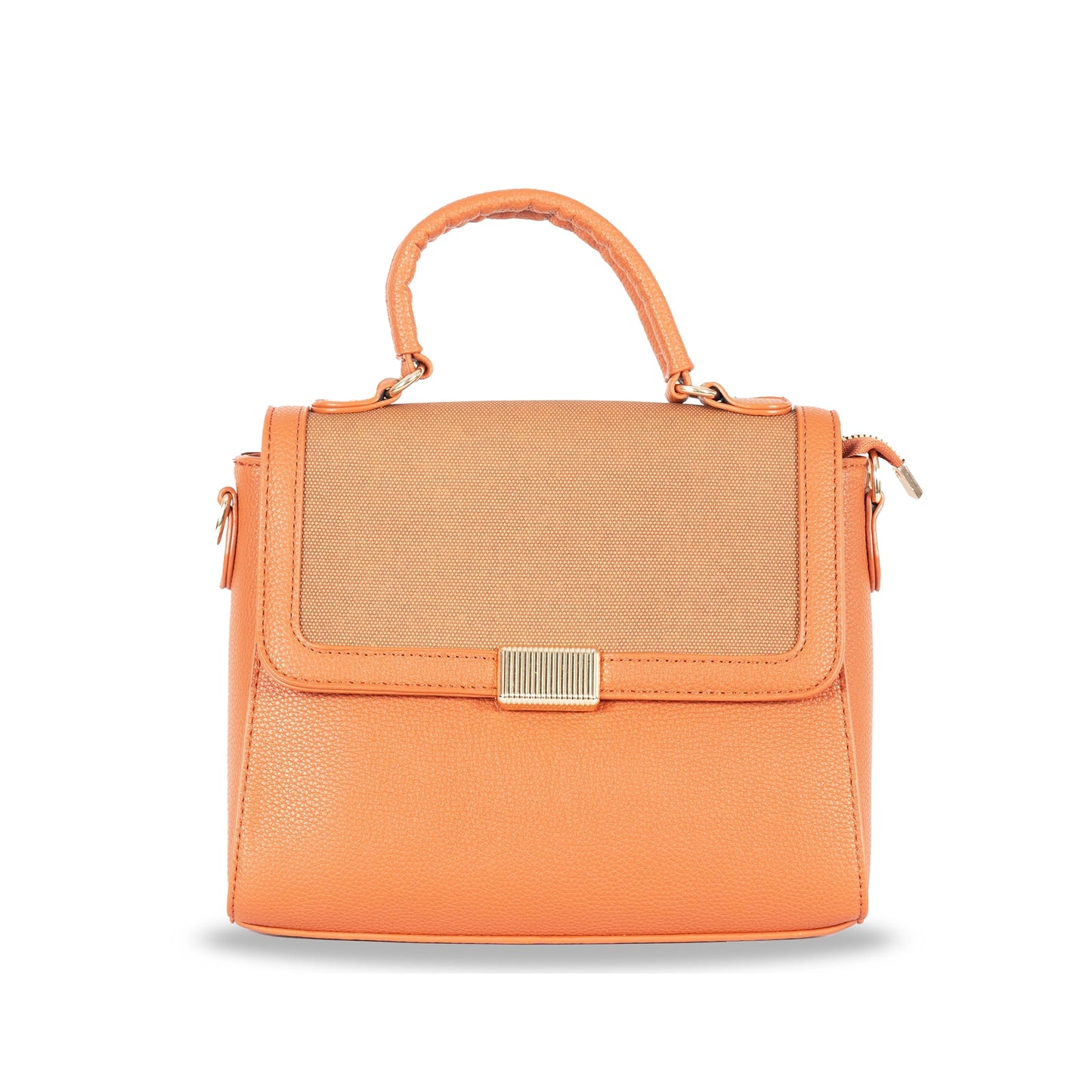 Faux Leather Convertible Handbag & Sling β Chic Design with Magnetic Closure & Gold Accents