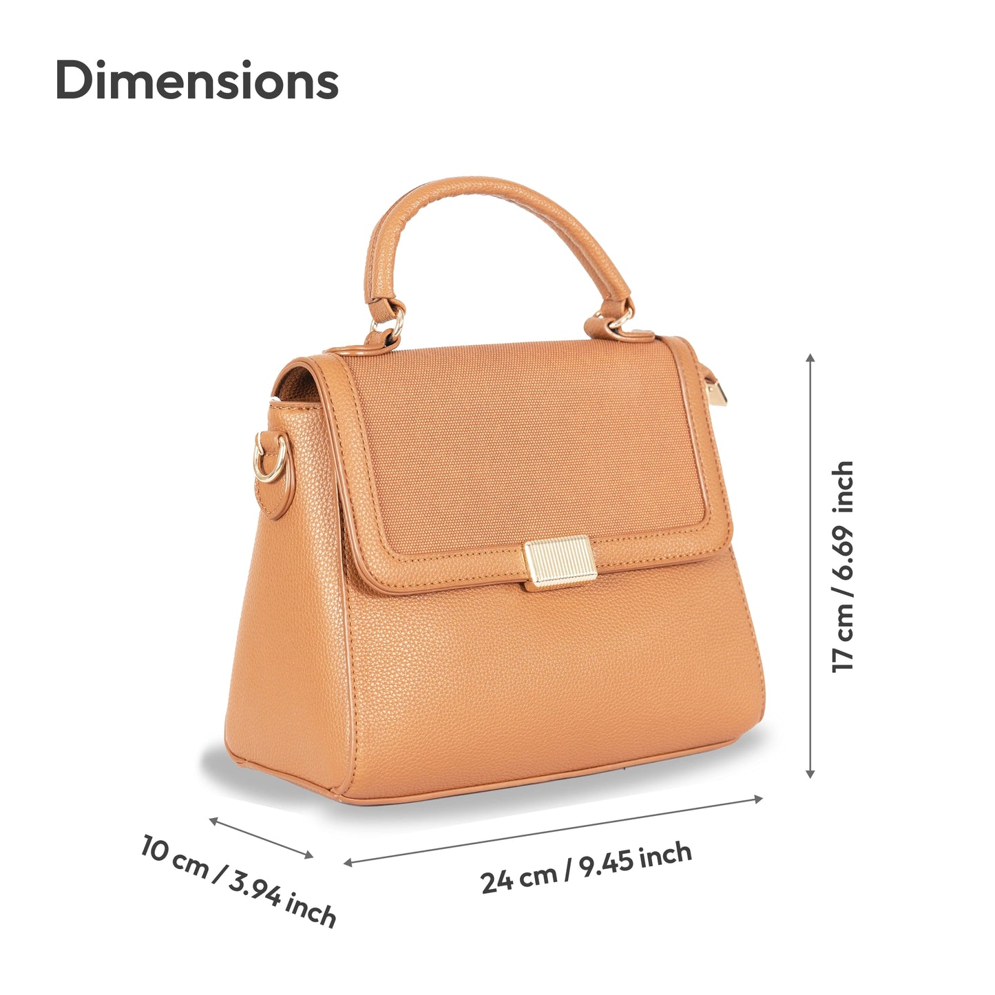 Faux Leather Convertible Handbag & Sling β Chic Design with Magnetic Closure & Gold Accents