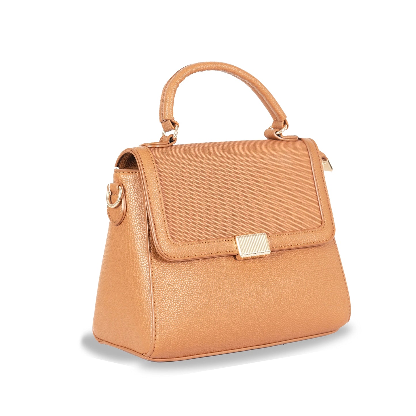 Faux Leather Convertible Handbag & Sling β Chic Design with Magnetic Closure & Gold Accents