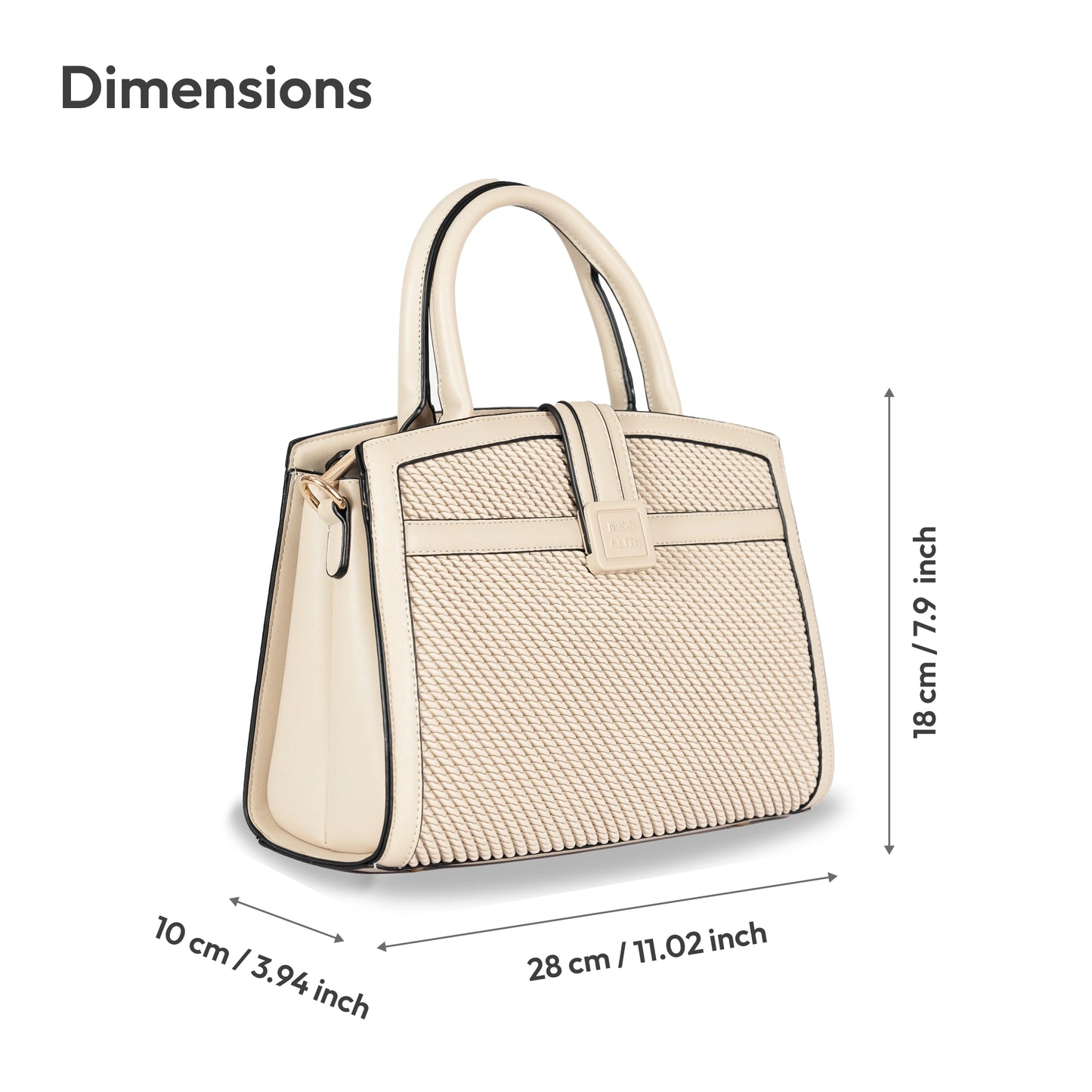 Miss Alita Faux Leather Convertible Hand & Sling Bag β Front Pattern Design with Gold Accents