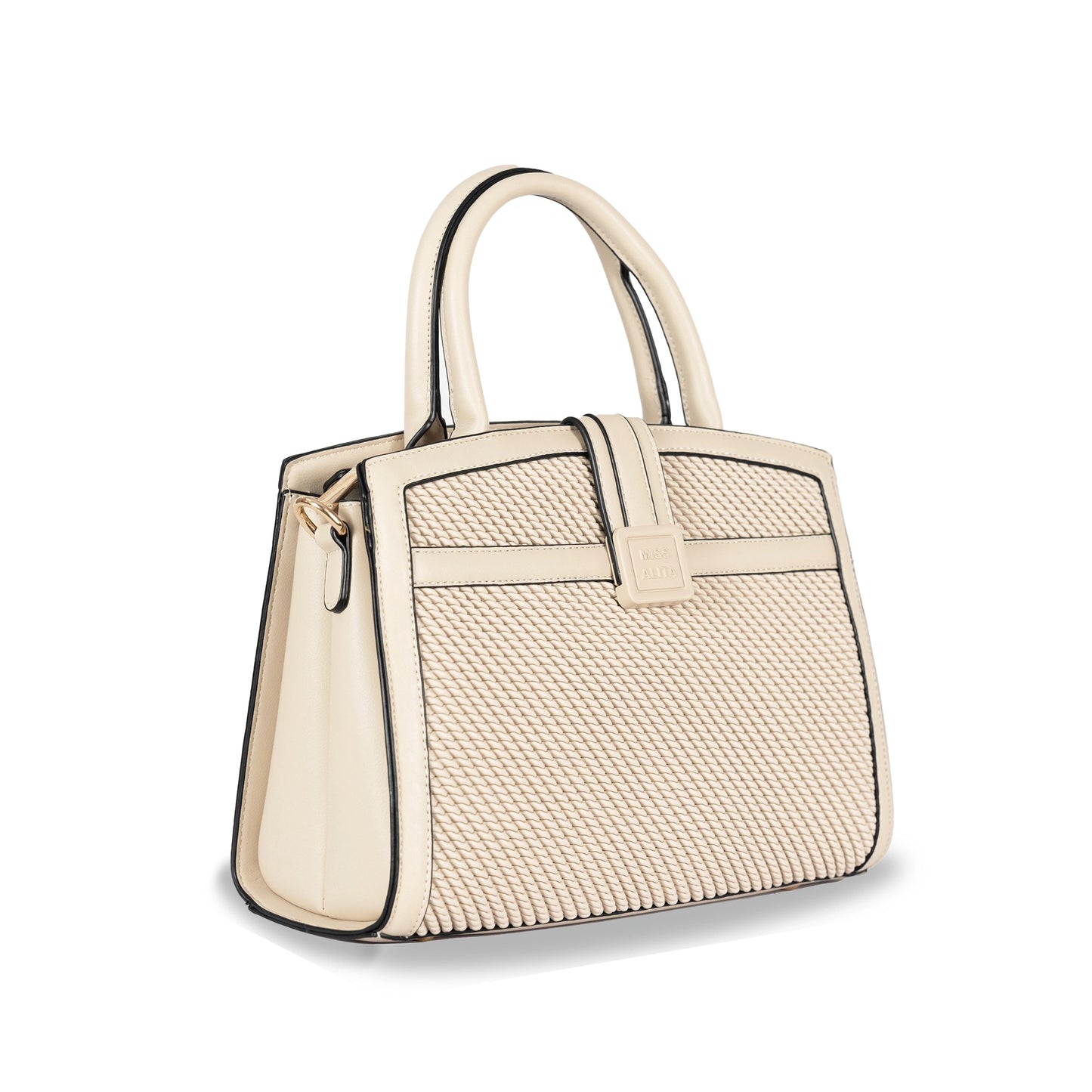 Miss Alita Faux Leather Convertible Hand & Sling Bag β Front Pattern Design with Gold Accents