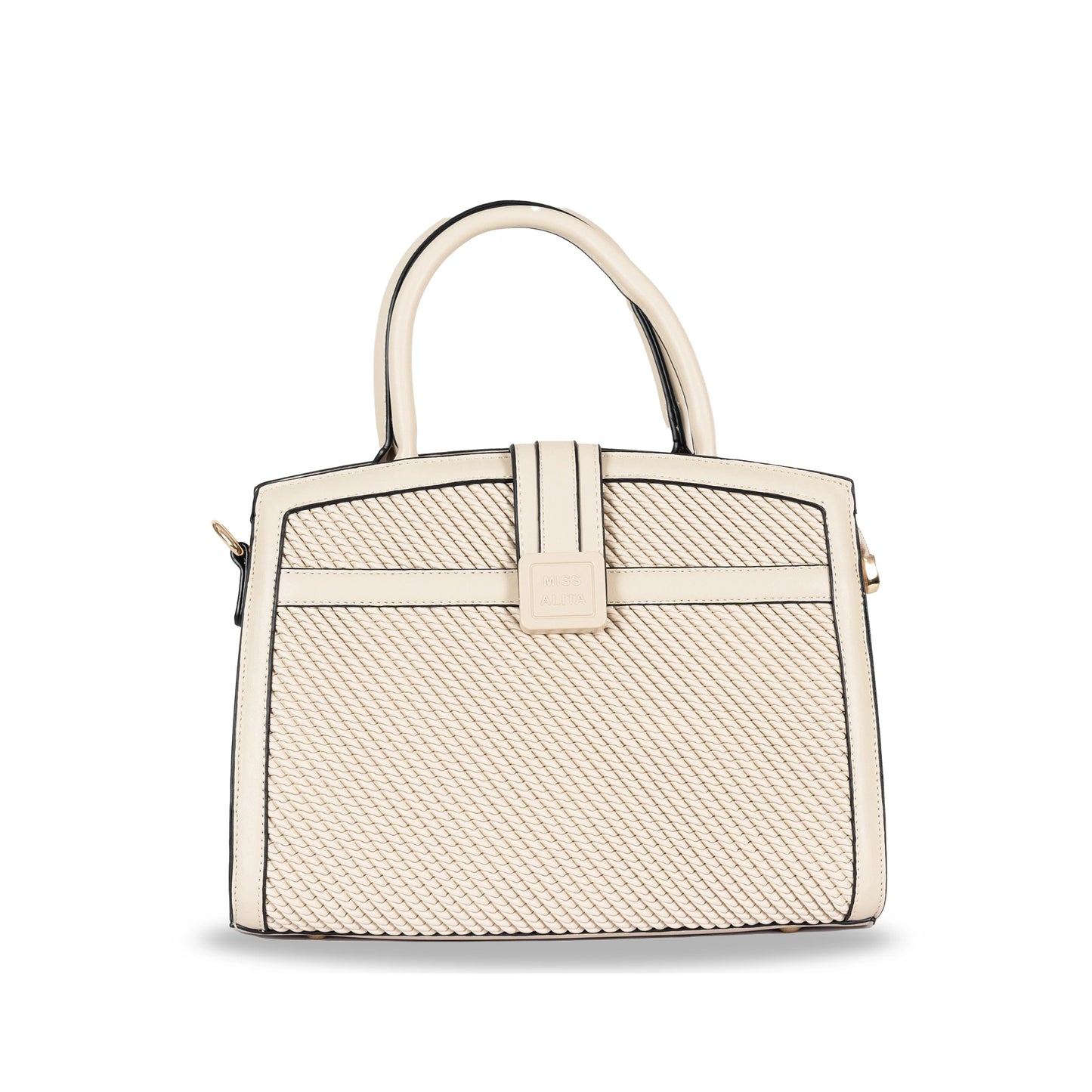 Miss Alita Faux Leather Convertible Hand & Sling Bag β Front Pattern Design with Gold Accents