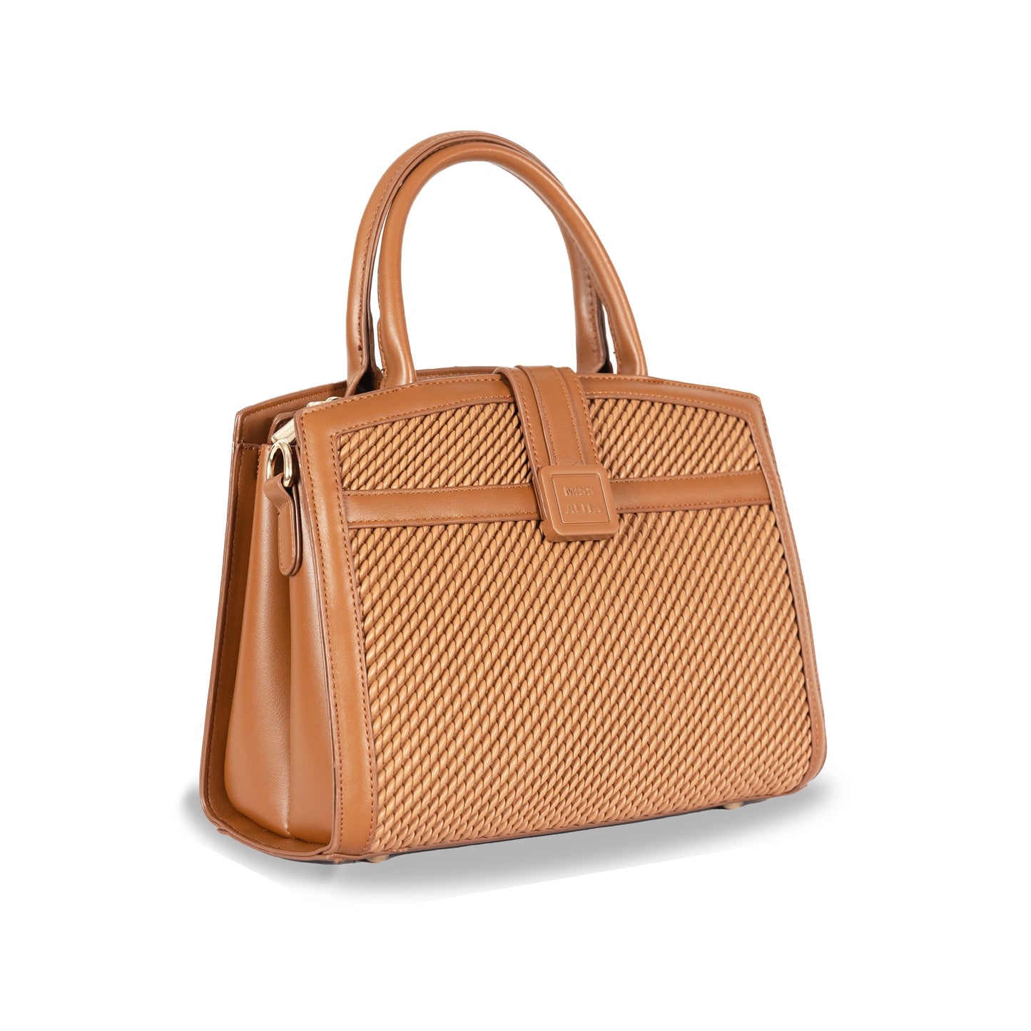 Miss Alita Faux Leather Convertible Hand & Sling Bag β Front Pattern Design with Gold Accents