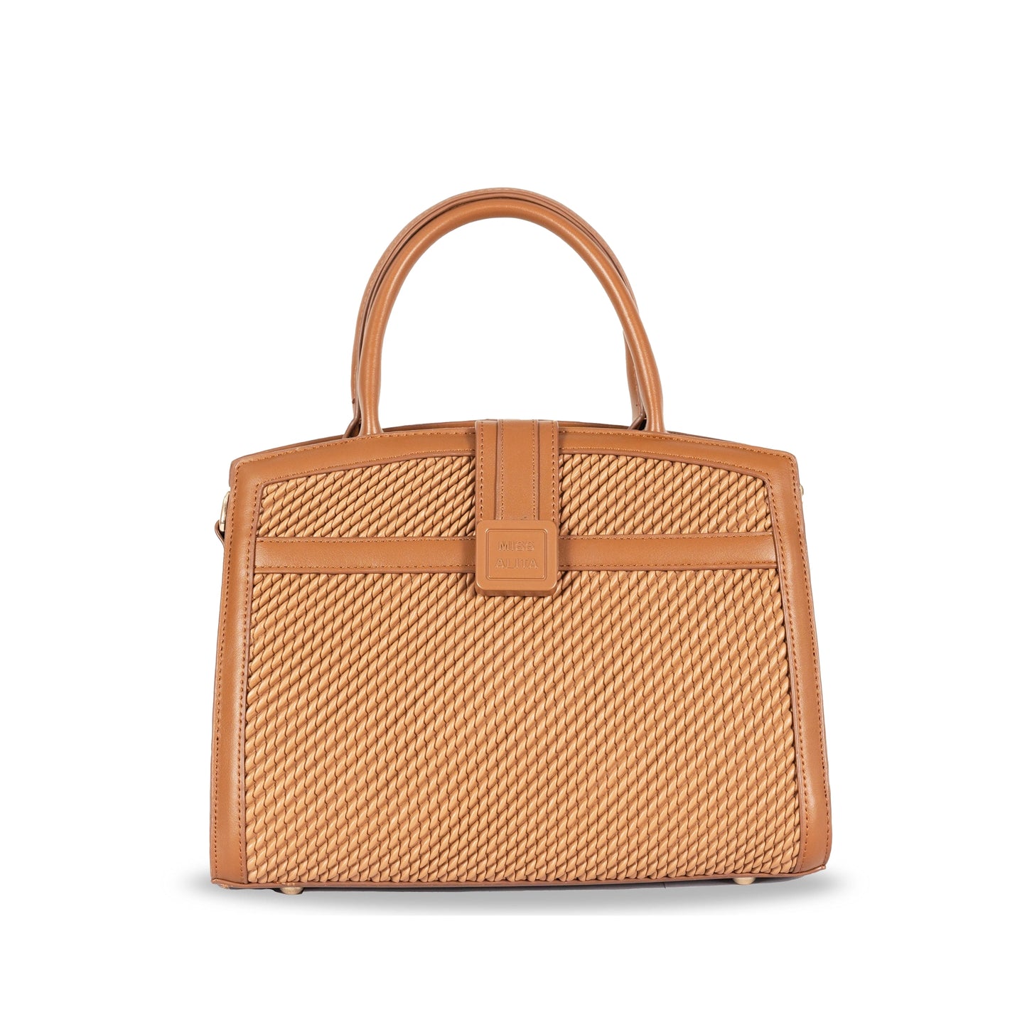 Miss Alita Faux Leather Convertible Hand & Sling Bag β Front Pattern Design with Gold Accents