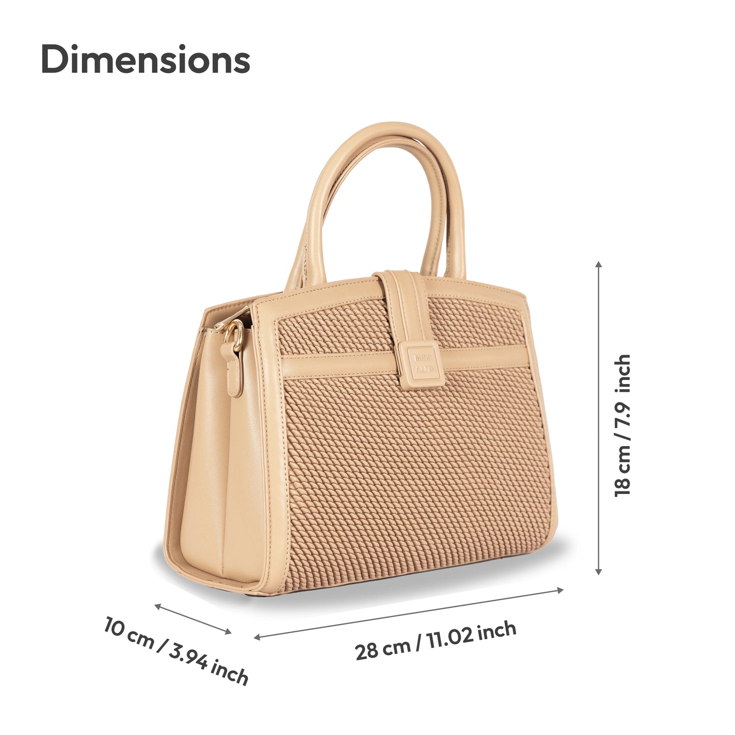 Miss Alita Faux Leather Convertible Hand & Sling Bag β Front Pattern Design with Gold Accents