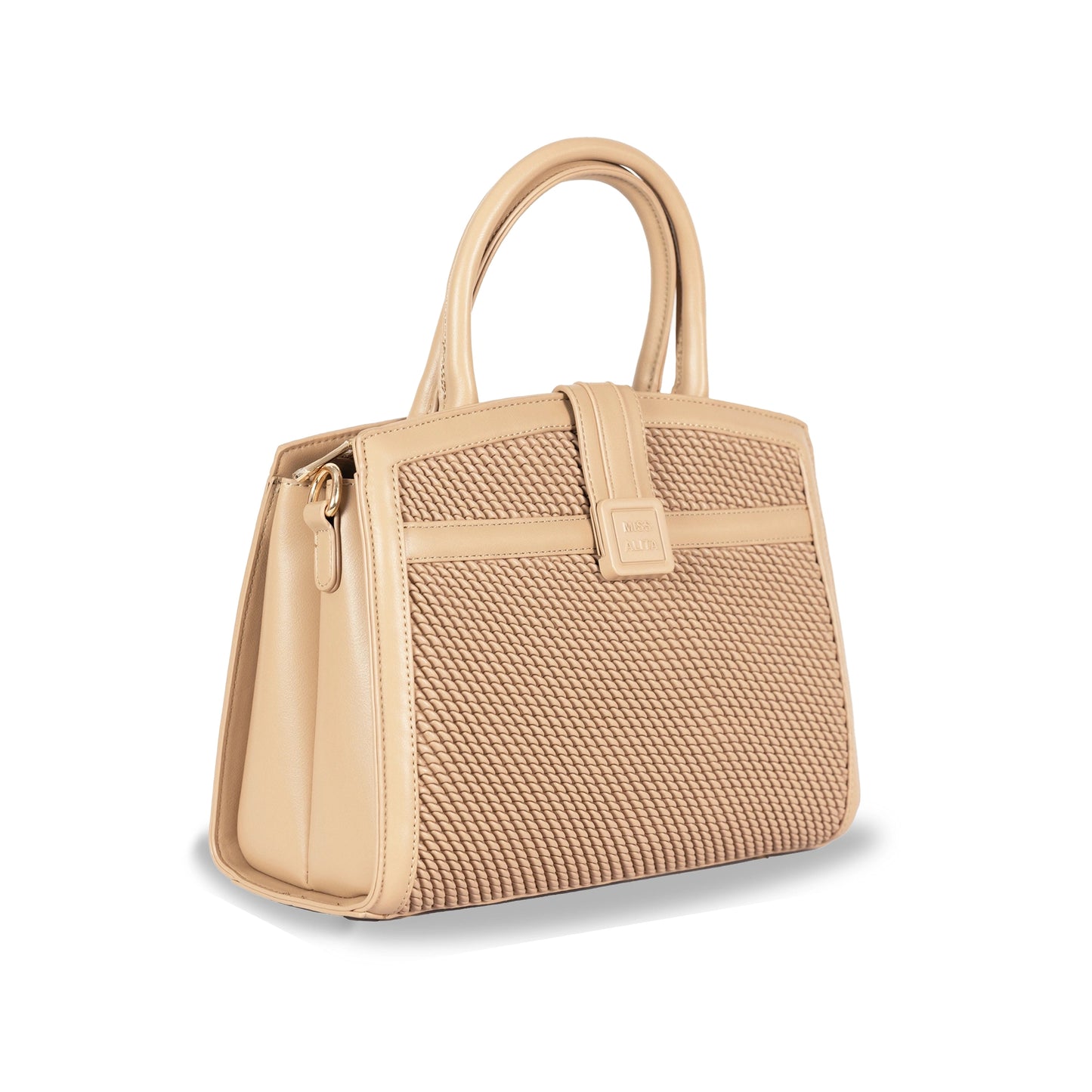 Miss Alita Faux Leather Convertible Hand & Sling Bag β Front Pattern Design with Gold Accents