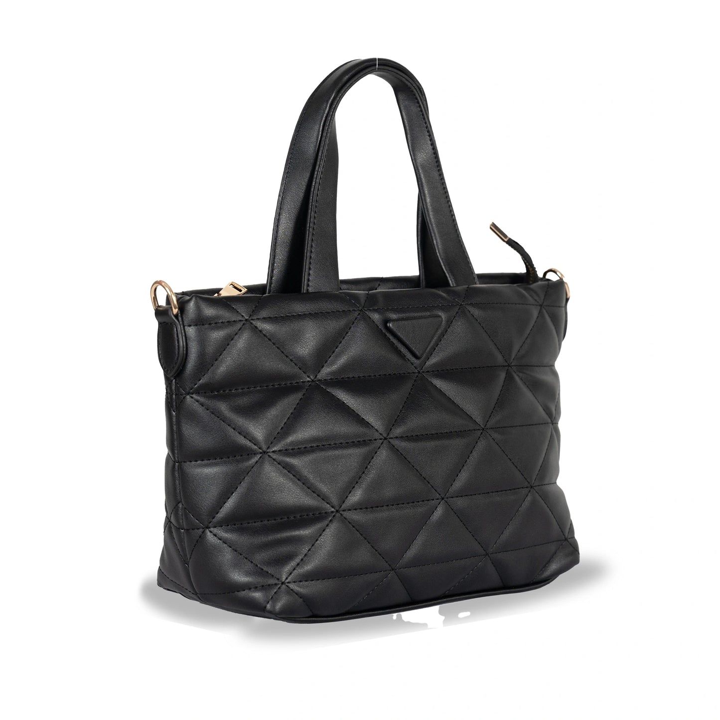 Convertible Faux Leather Hand-Sling Bag β Geometric Stitch Pattern & Gold Hardware