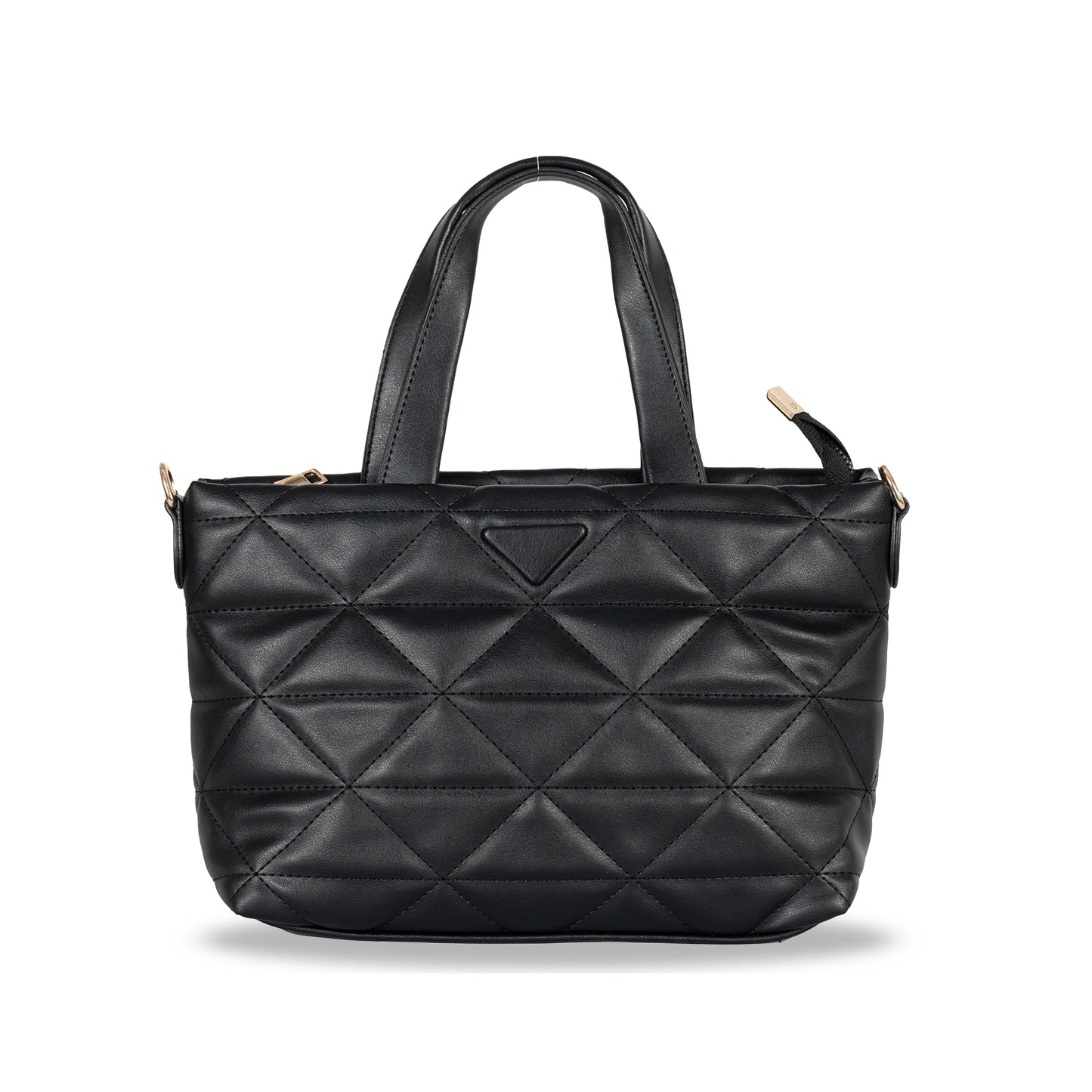Convertible Faux Leather Hand-Sling Bag β Geometric Stitch Pattern & Gold Hardware
