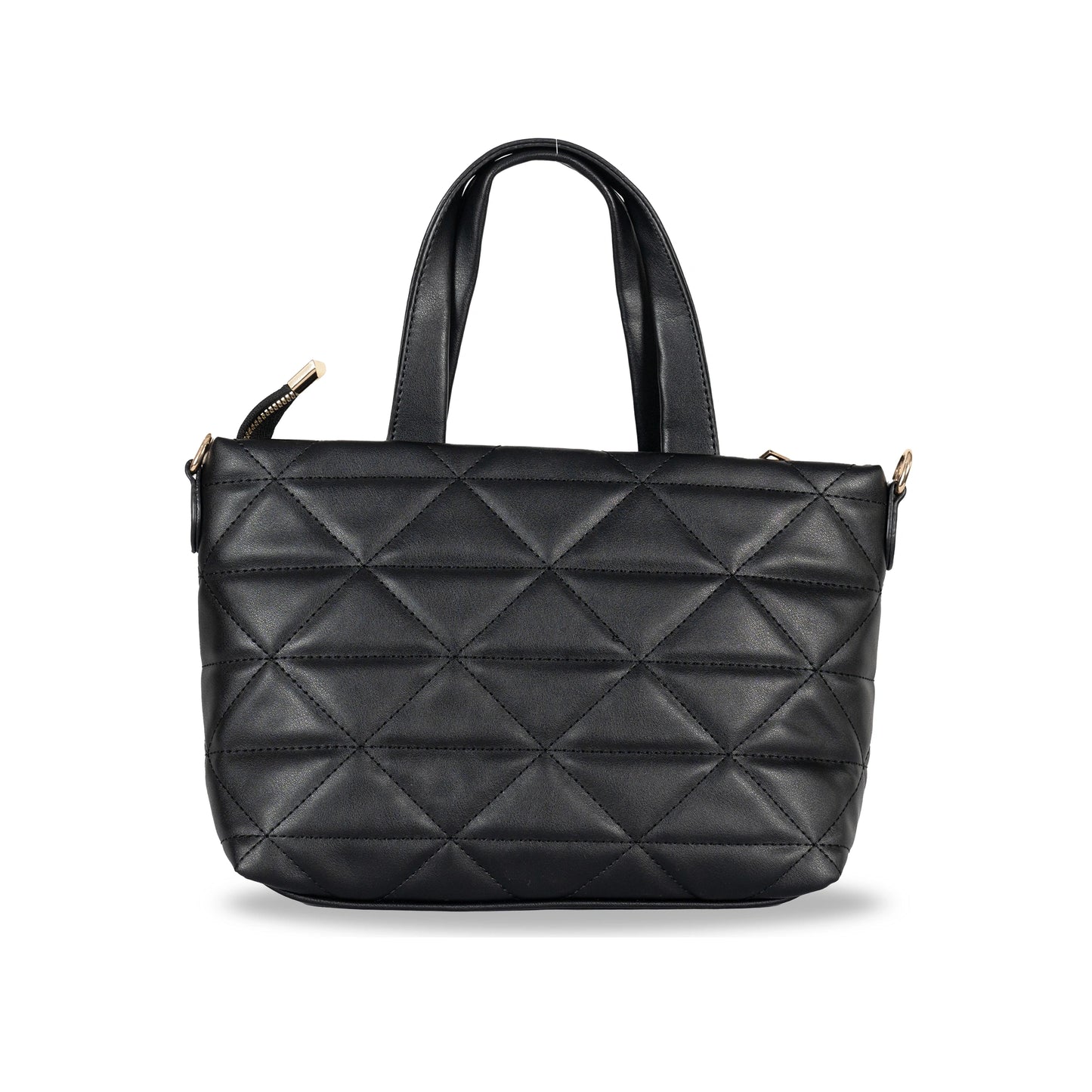 Convertible Faux Leather Hand-Sling Bag β Geometric Stitch Pattern & Gold Hardware