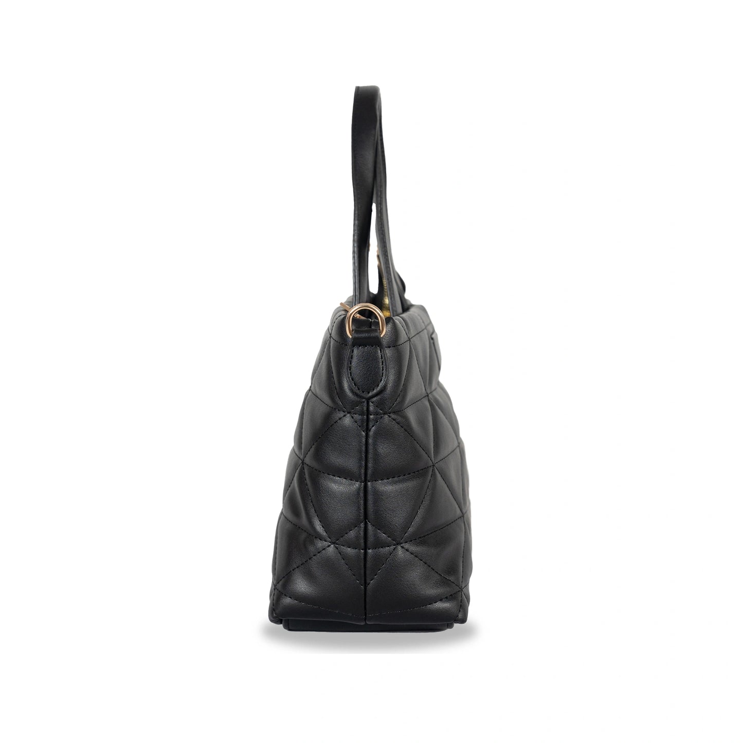 Convertible Faux Leather Hand-Sling Bag β Geometric Stitch Pattern & Gold Hardware