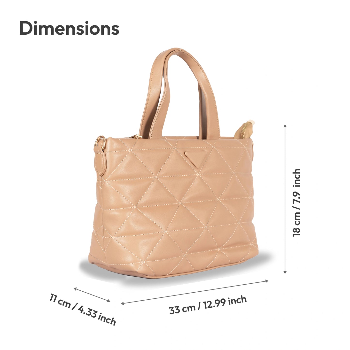 Convertible Faux Leather Hand-Sling Bag β Geometric Stitch Pattern & Gold Hardware