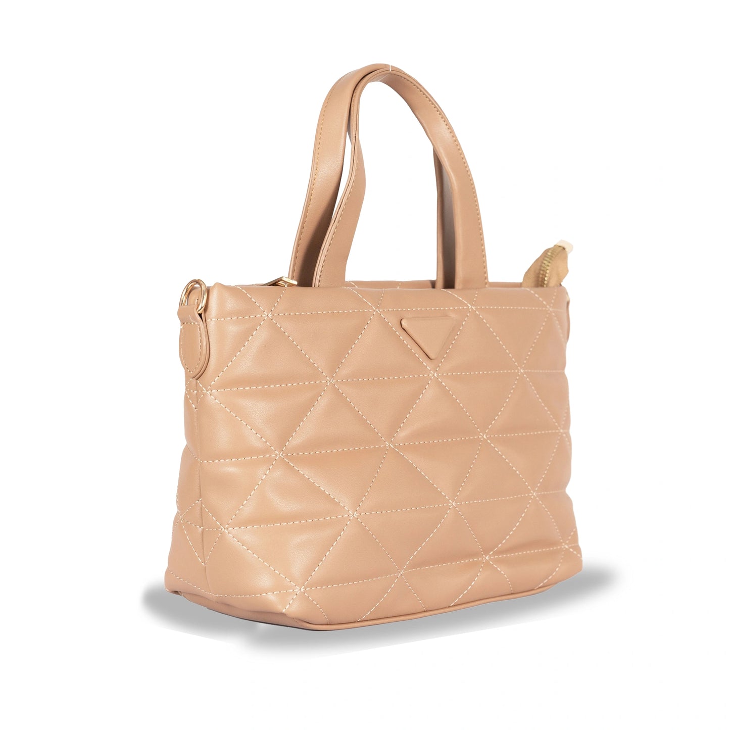 Convertible Faux Leather Hand-Sling Bag β Geometric Stitch Pattern & Gold Hardware