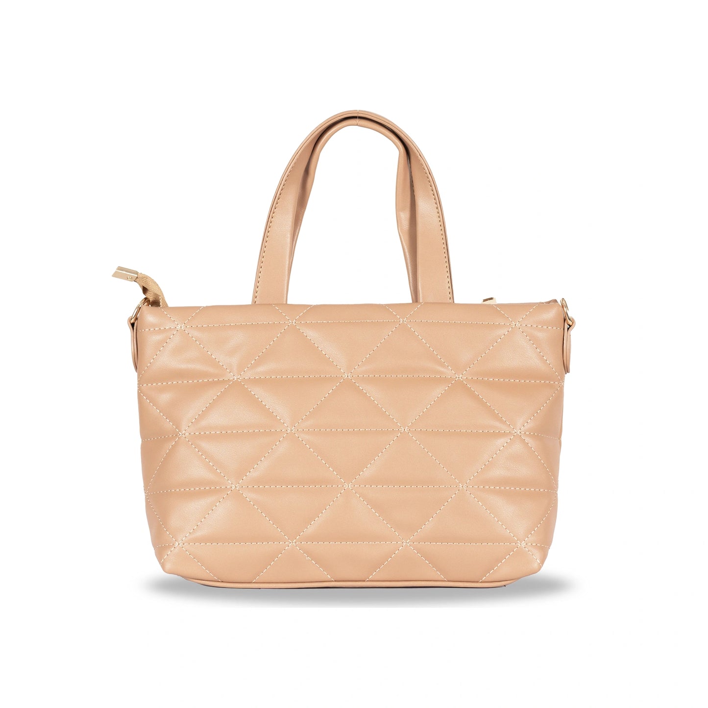 Convertible Faux Leather Hand-Sling Bag β Geometric Stitch Pattern & Gold Hardware
